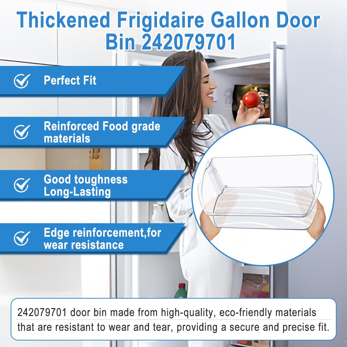 UPGRADED 242079701 Refrigerator Door Bin Replacement, Compatible with Frigidaire Kenmore Refrigerator Door Shelf Bin Parts 242011501 242011504 AP5270343 FFHB2750TS FGHB2868TF LGHD2369TF Door Shelf