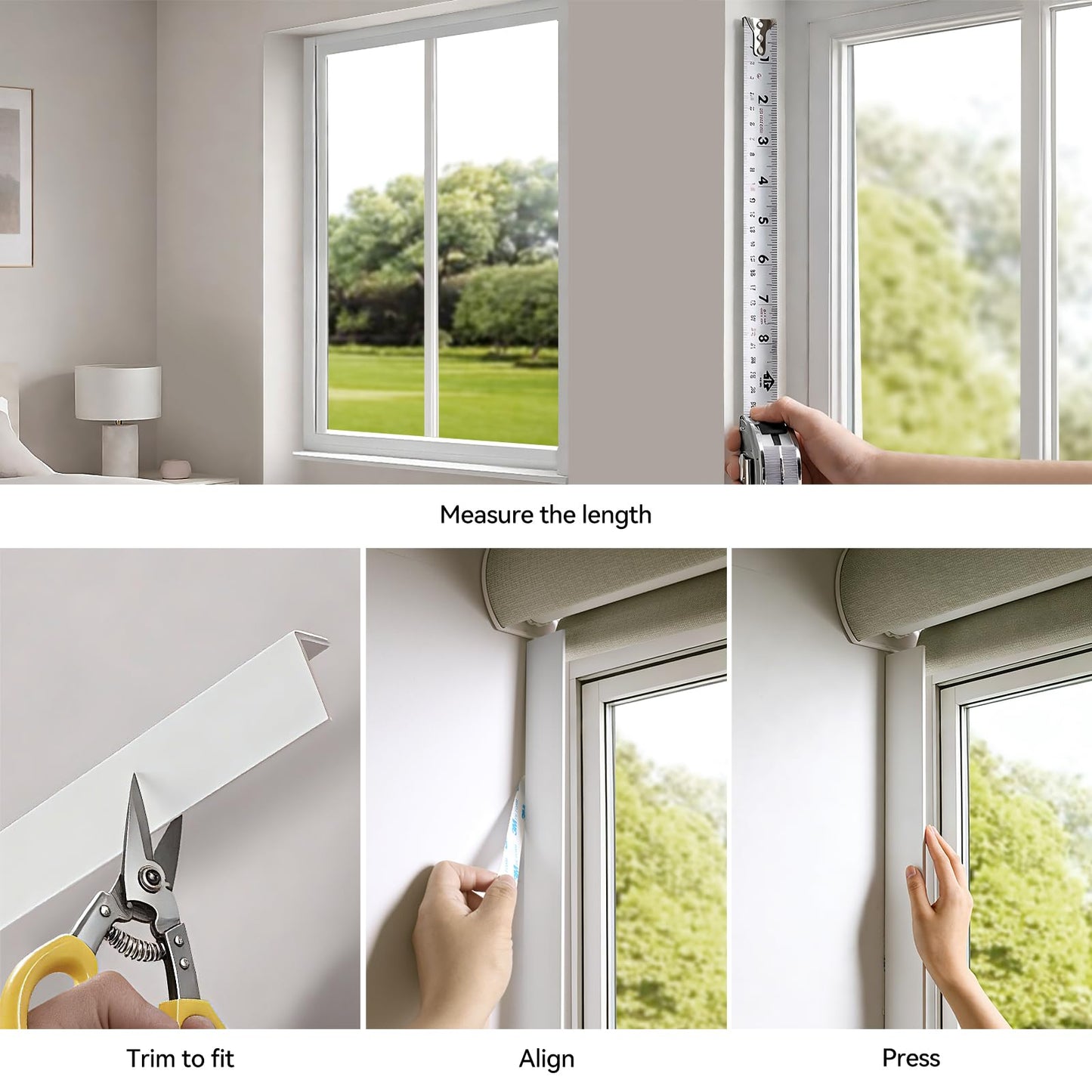 ZSTARR PVC Light Blockers Blackout Light Blockers Side Tracks for Window Shades and Blinds Side Tracks for Blackout Shades Easy to Instal Light Blocking Strips for Bedroom (White, 58",2Pcs)