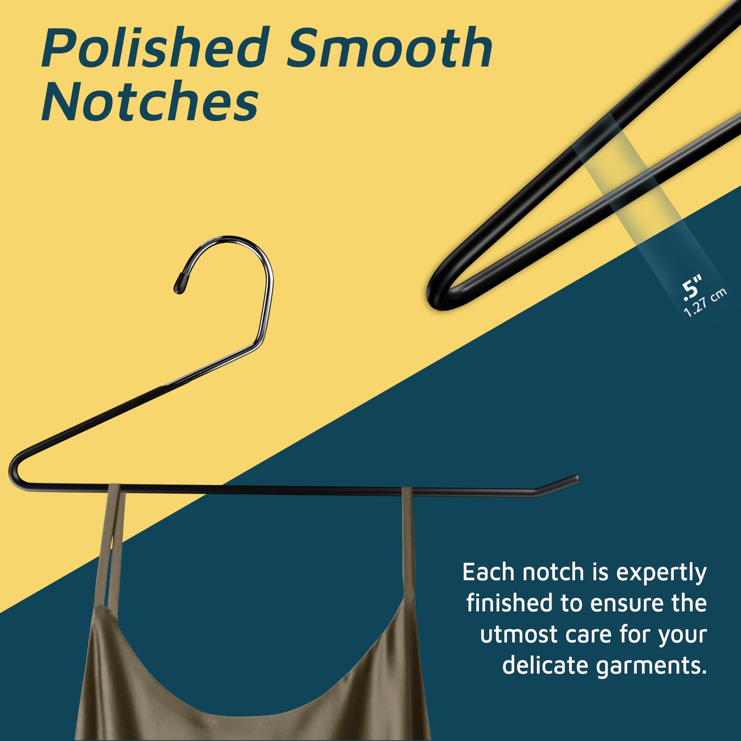 Lifemaster Metal Pants Hanger Set - 50 Pieces Elegant Non-Slip Closet Space Saving Hanger Set for Pants, Trouser, Blankets, and Jeans with Rubber Coating and Open Ended Sleek Design - Black