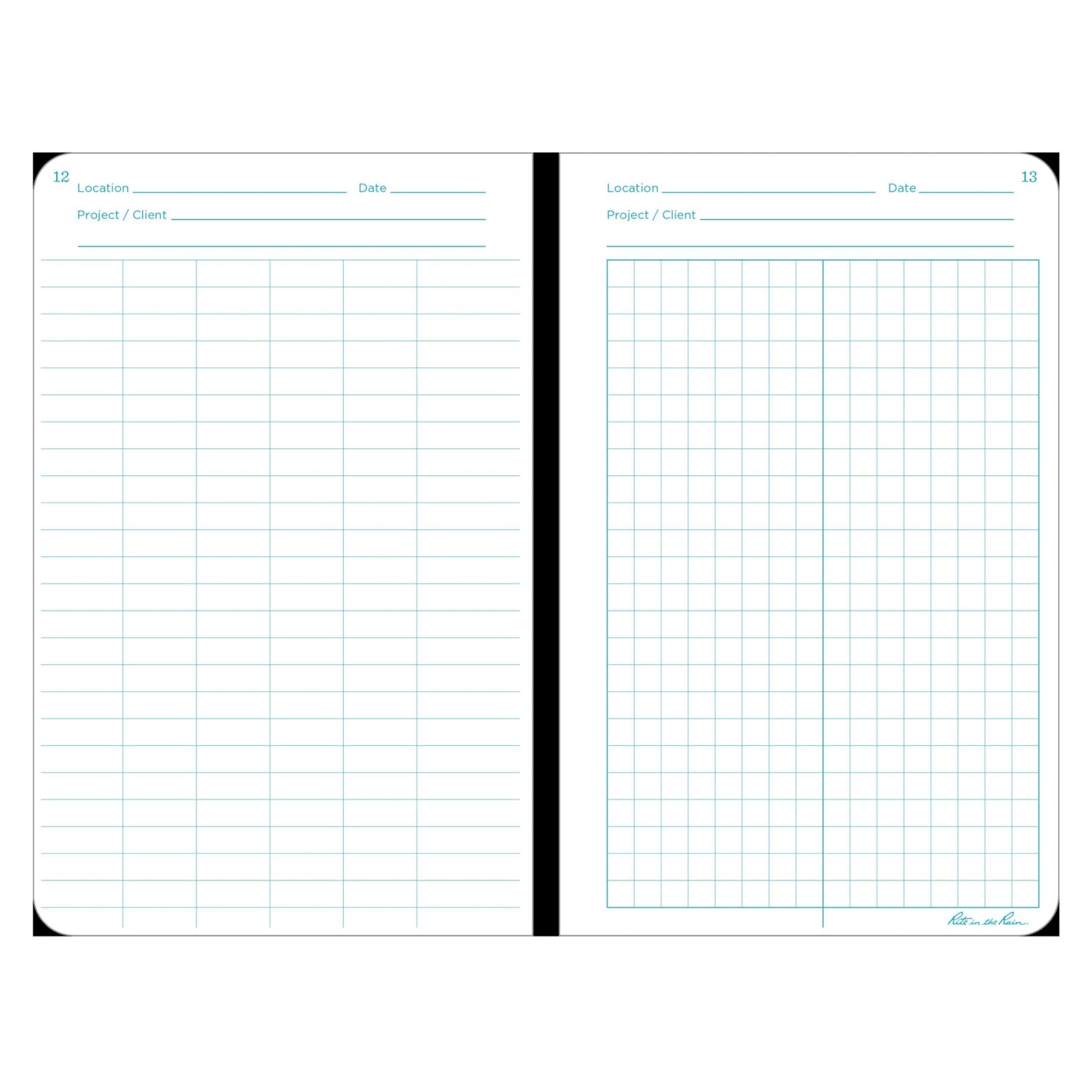Rite in the Rain Weatherproof Hard Cover Notebook, 4.75" x 7.5", Yellow Cover, Environmental Pattern (No. 550F)