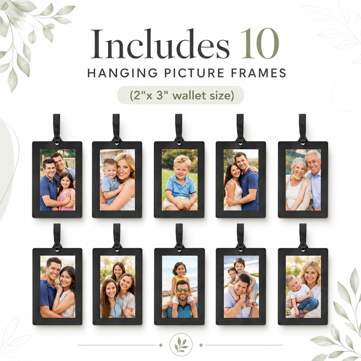 Philip Whitney Family Tree Picture Frame Display - Includes 10 Hanging 2x3 Picture Frames and 13" Polished Metal Tree, Gifts for Mom, Home Décor, Housewarming Gift, Mothers Day Gifts