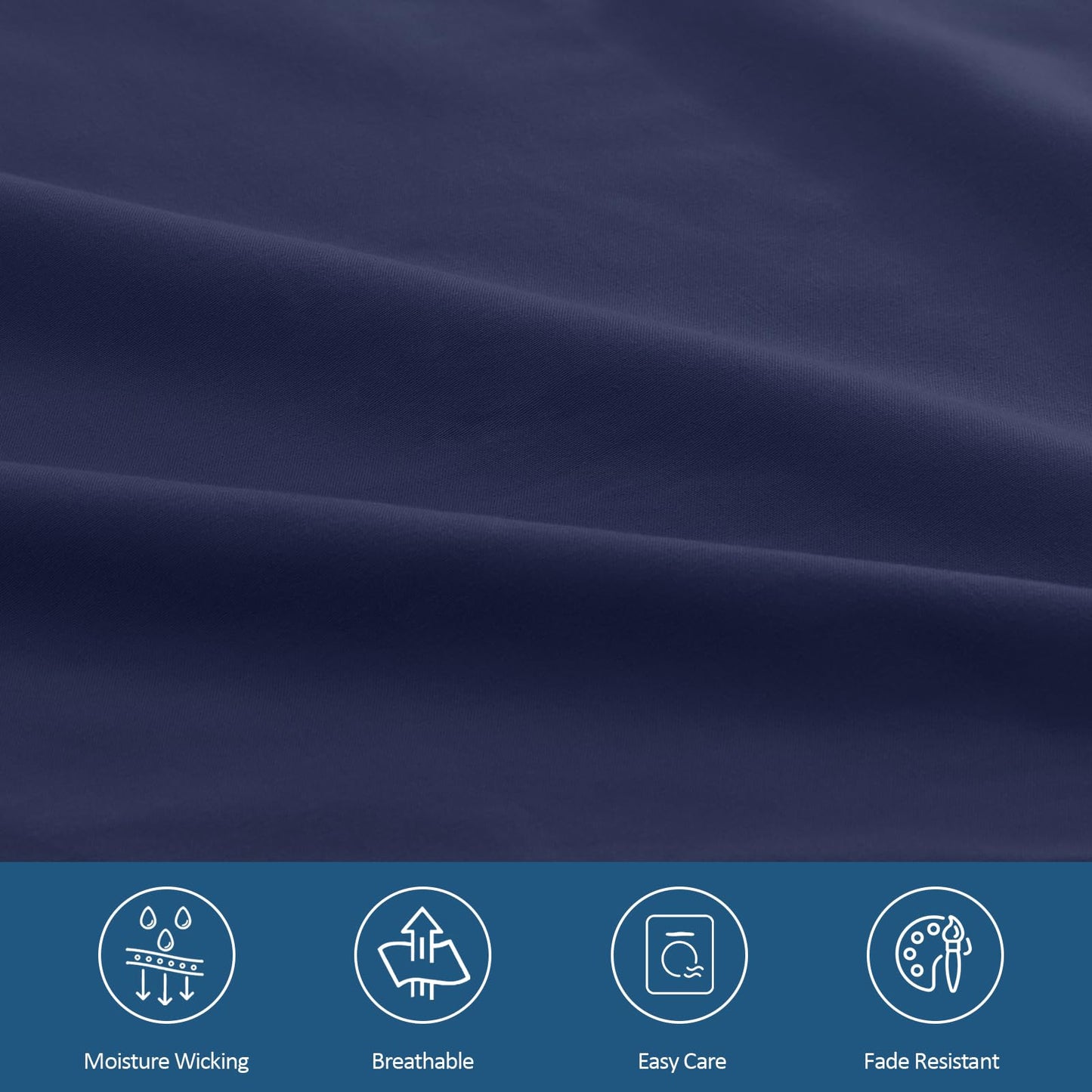 Moonsea Queen Sheet Set for Air Mattress - Sheets Queen Size Bed Set - 3Pcs Side Storage Pocket Fitted Sheet & Pillowcases Easily Fits 16in to 24in Pillow Top Air Bed Mattress - Navy Blue