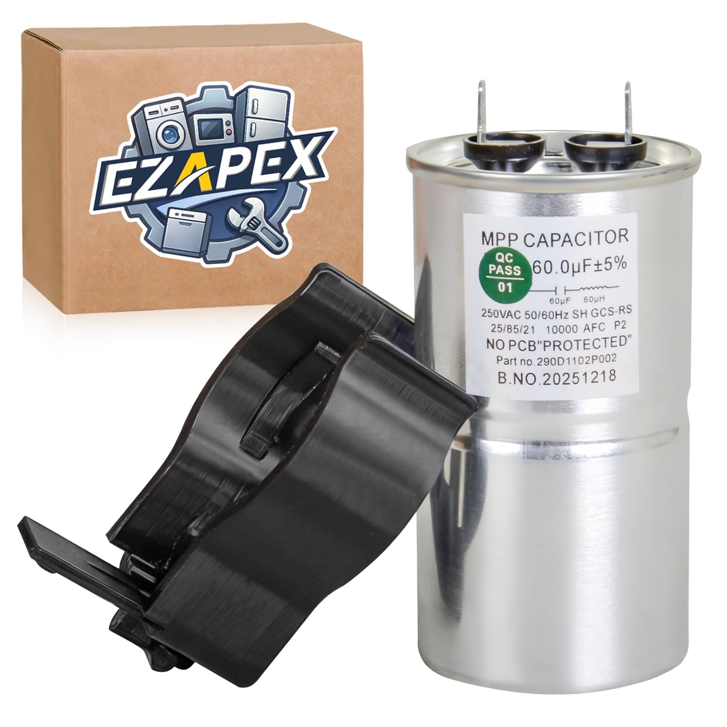 WH12X27614 290D1102P003 Washer Start Capacitor and Bracket Kit Compatible with GE Hotpoint Replace WH12X24103 WH12X29017 WH13X28838 WH16X24102 4863251 AP6798115 PD00045372
