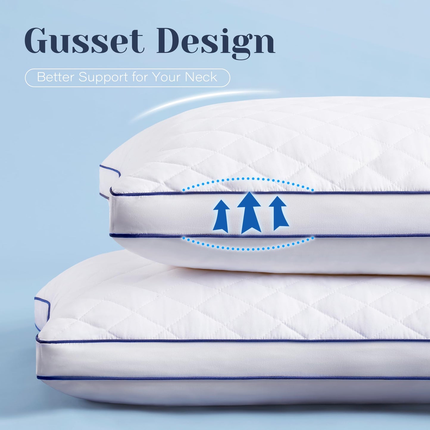 Mosluna Shredded Memory Foam Pillows King Size Set of 2, Soft Bed Pillow for Side and Back Sleepers, Medium Firm Pillows 2 Pack with Gusset(20"x36")
