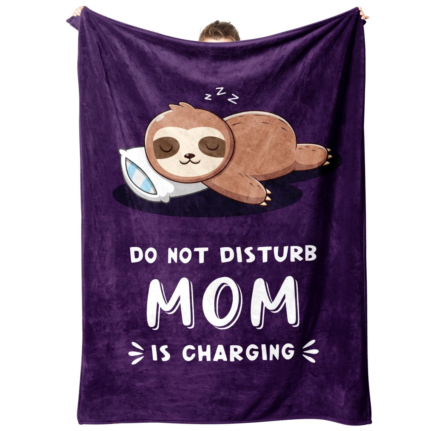 Funny Gifts for Mom, Mom is Charging Sloth Blanket, Birthday Gifts for Moms from Daguther Son, Moms Gift for Christmas Mothers Day, Soft Sloth Throws Blanket for Mother 60" x 80"