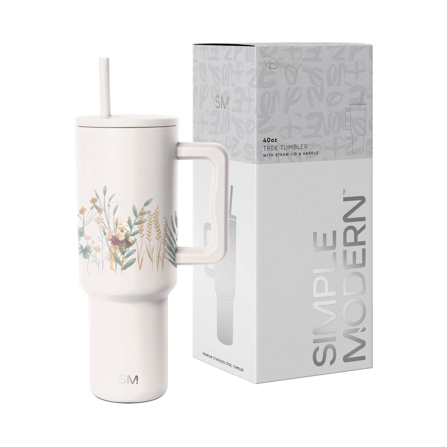 Simple Modern Disney 40 oz Tumbler with Handle & Straw Lid | Insulated Stainless Steel Water Bottle Travel Mug | Gifts for Women Her | Trek Collection | 40oz | Winnie The Pooh in the Wilderness