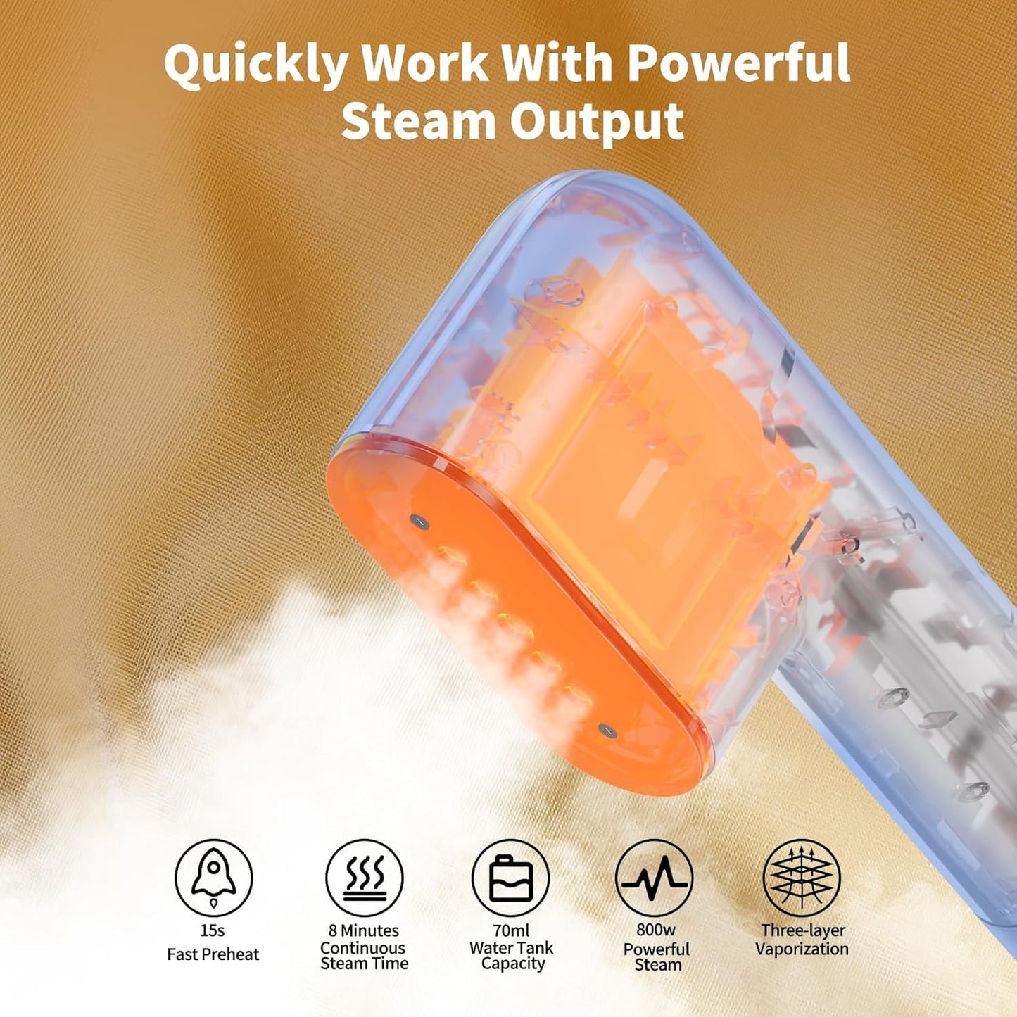 Travel Steamer for Clothes Portable Mini, Hand Held Steamer, Small Steam Iron for Clothes, 15s Fast Heat-up, Handheld Clothing Steam 800W for Garments, Fabric Wrinkle Remover for Home Travel, 120V