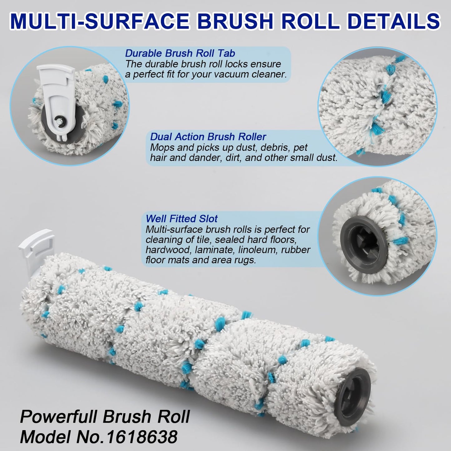 Lemige Brush and Filter Replacement Parts for Bissell CrossWave Max 2554 2590 2593 2596 for HydroSteam Plus 35151 3515 35152 3513 3518 Vacuum,3 Pack Multi-Surface Brush Rolls 2787 Vacuum Filters 1866