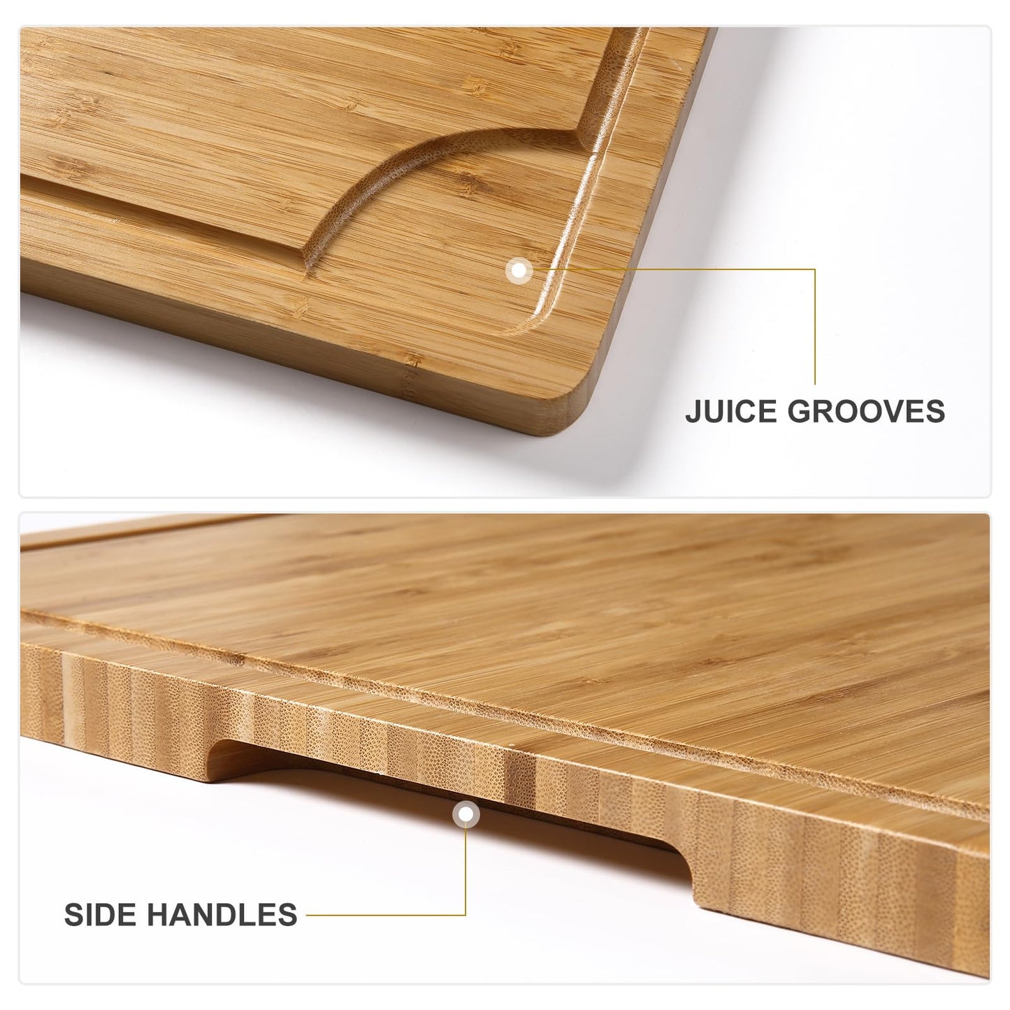 24" Large Bamboo Cutting Boards for Kitchen, Wood Stovetop Cover, Extra Large Wood Cutting Board with Deep Juice Groove and Handle, Heavy Duty Chopping board
