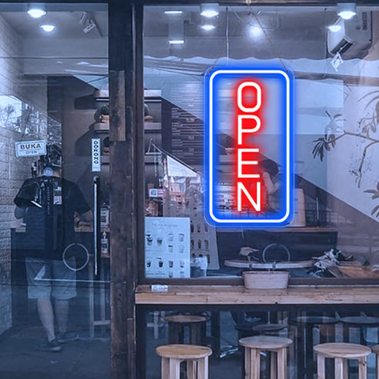 Ultra Bright LED Open Signs for Business, 16’’x 9’’ Neon Open Sign, Vertical Light up Sign with ON/OFF Switch adapter for Window Bars Cafes Hotels Florists Clubs Restaurants Barbershops Supermarkets