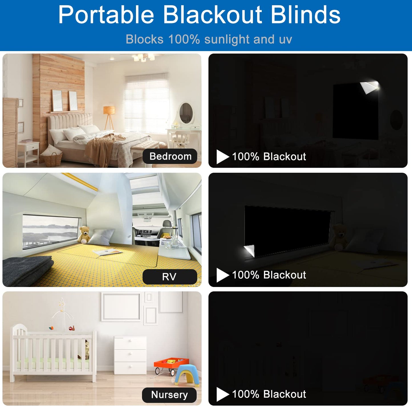 100% Blackout Blind Magnetic Blackout Window Cover 118 x 57Inch,Black Out Curtains with Strong Magnet No Drill Cuttable Window Shades for Bedroom,Nursery,Rv,Media Room