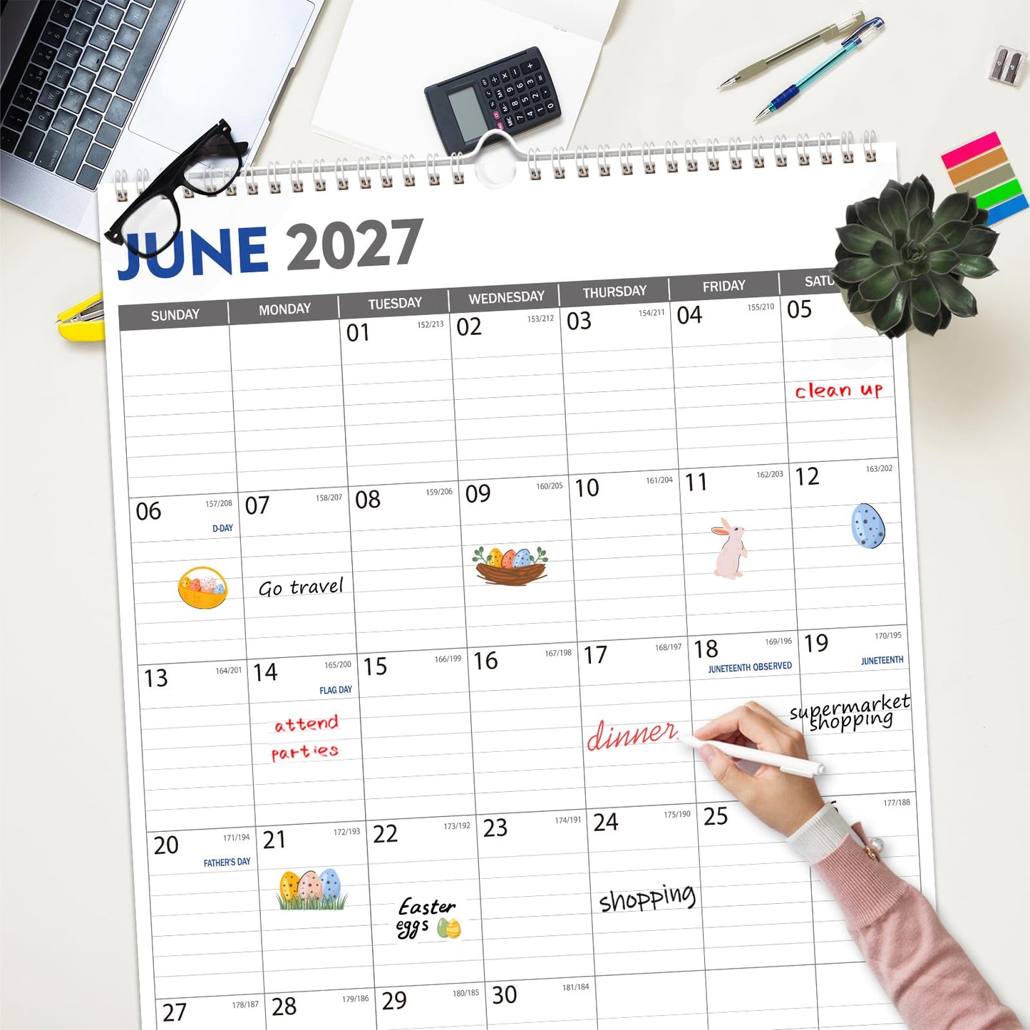 GuassLee Extra Large Wall Calendar 2026,Jumbo Vertical Wall Planner 2026-2027 from June 2026 to December 2027,19 Months with Julian Dates and Notes for Office School Home Teacher Planning,24"x 36"