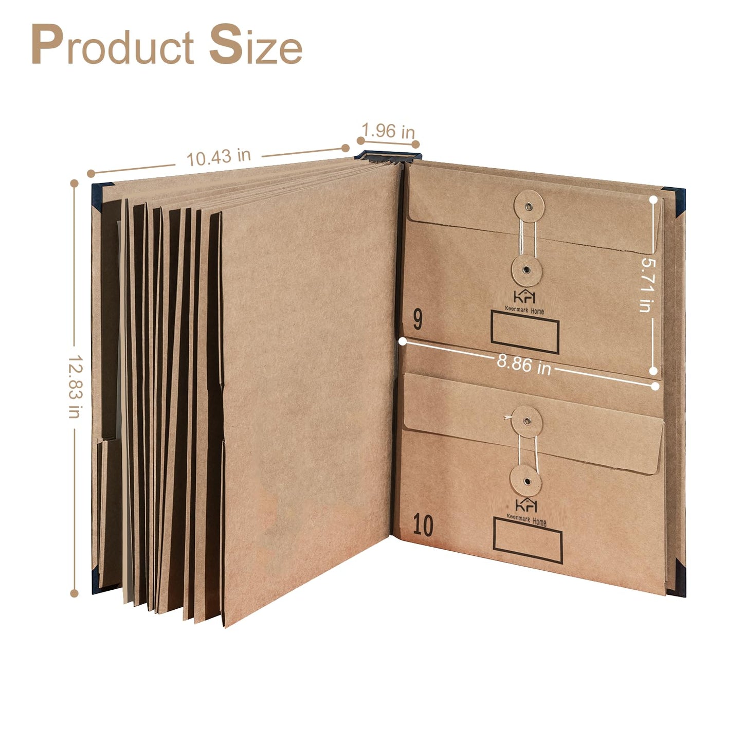 Keenmark Home Upgraded Important Document Organizer, Enlarged File Folder Organizer with 12 Pockets, Expandable File Organizer for Home Records, Legal and Medical Papers (Brown)