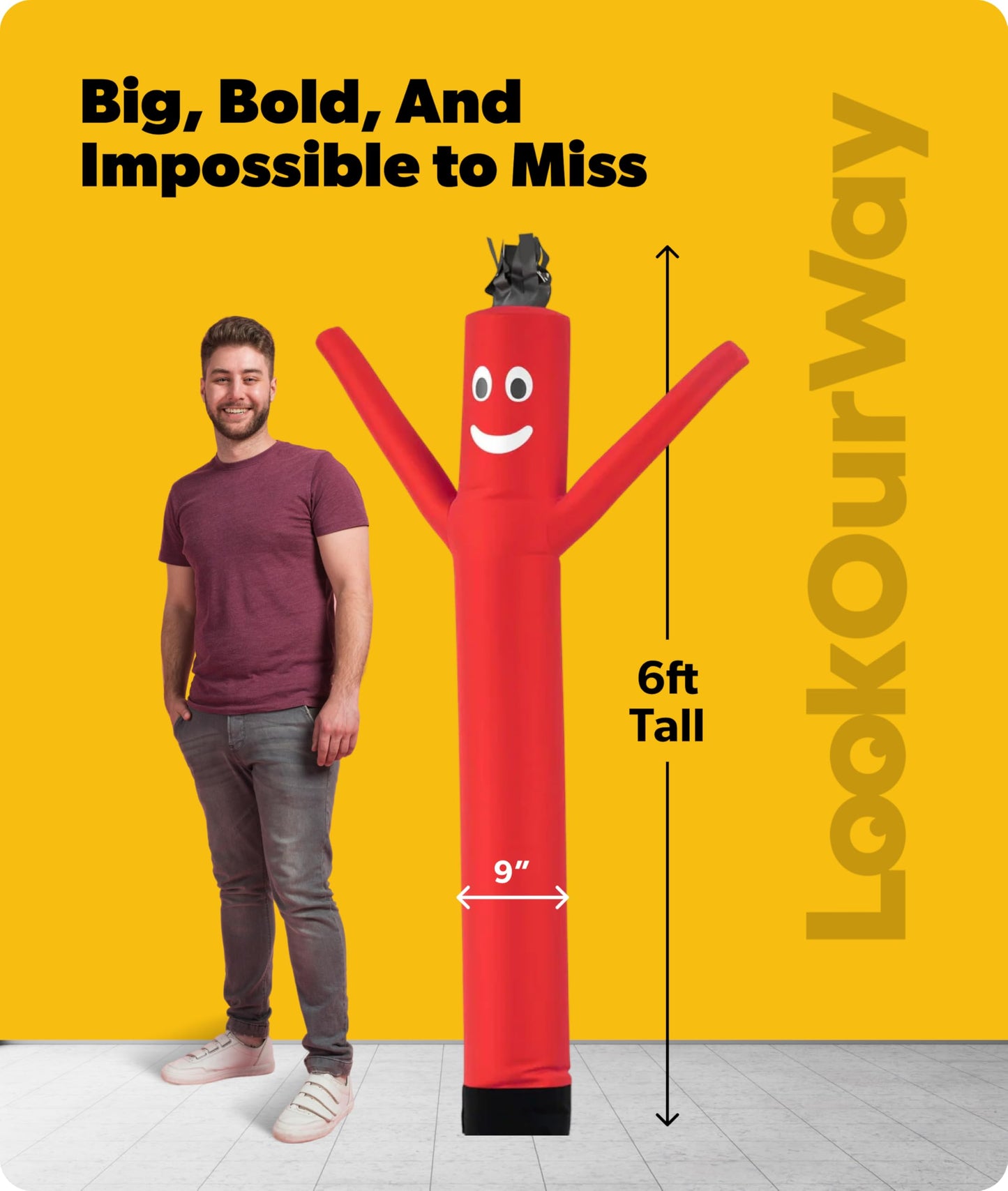 LookOurWay Air Dancers Wacky Waving Inflatable Tube Man Attachment - 7 Feet Tall Advertising Air Dancer Waving Man Inflatable Tube Guy - Blower Not Included - Red