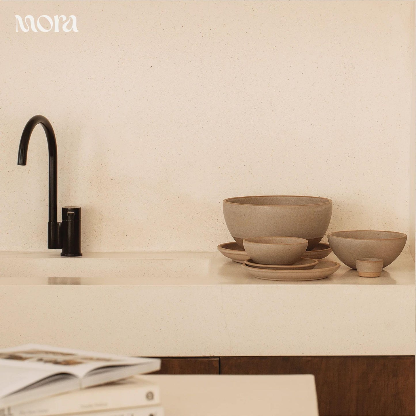 MORA Medium Bowls Set of 4, 28oz Ceramic Pottery Everyday Bowls - Microwave, Oven and Dishwasher Safe - Harvest