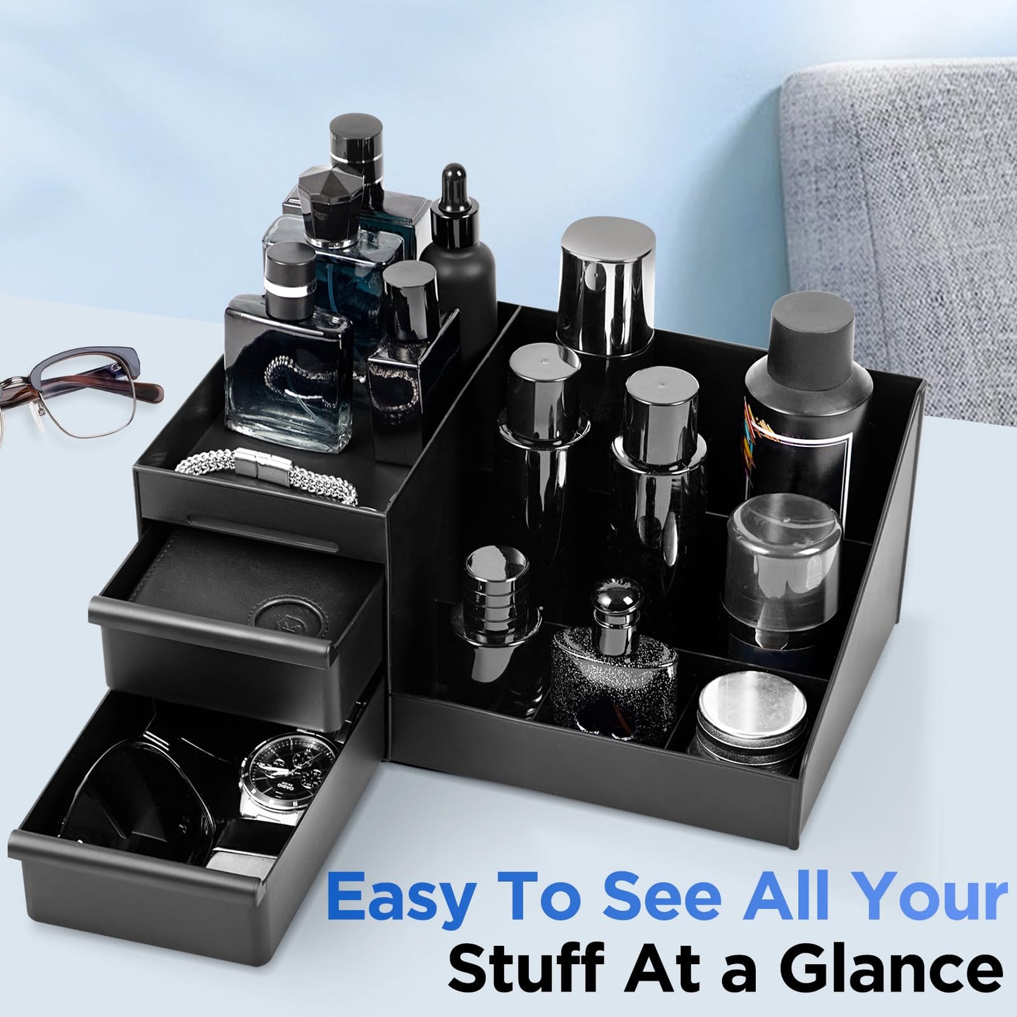 Mens Organizer,Perfume Organizer,Cologne Stand,Cologne Shelf,Perfume Stand,Shelf for Bathroom Counter,Mens Dresser,Men Bedroom,Bathroom Organizers and Storage,Gifts for Men