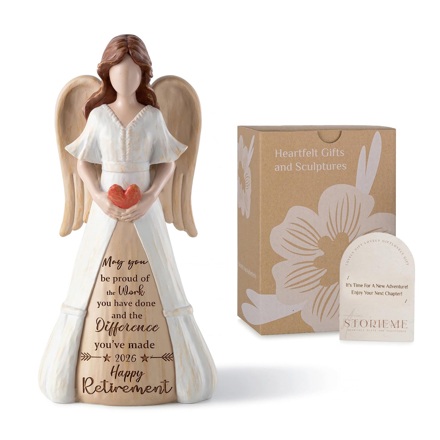 Storieme Retirement Gift for Woman 2026: 7.3” Handcrafted Angel Figurine for Retiring Coworker Teacher Nurse - Retired Keepsake for Retirement Party Decorations