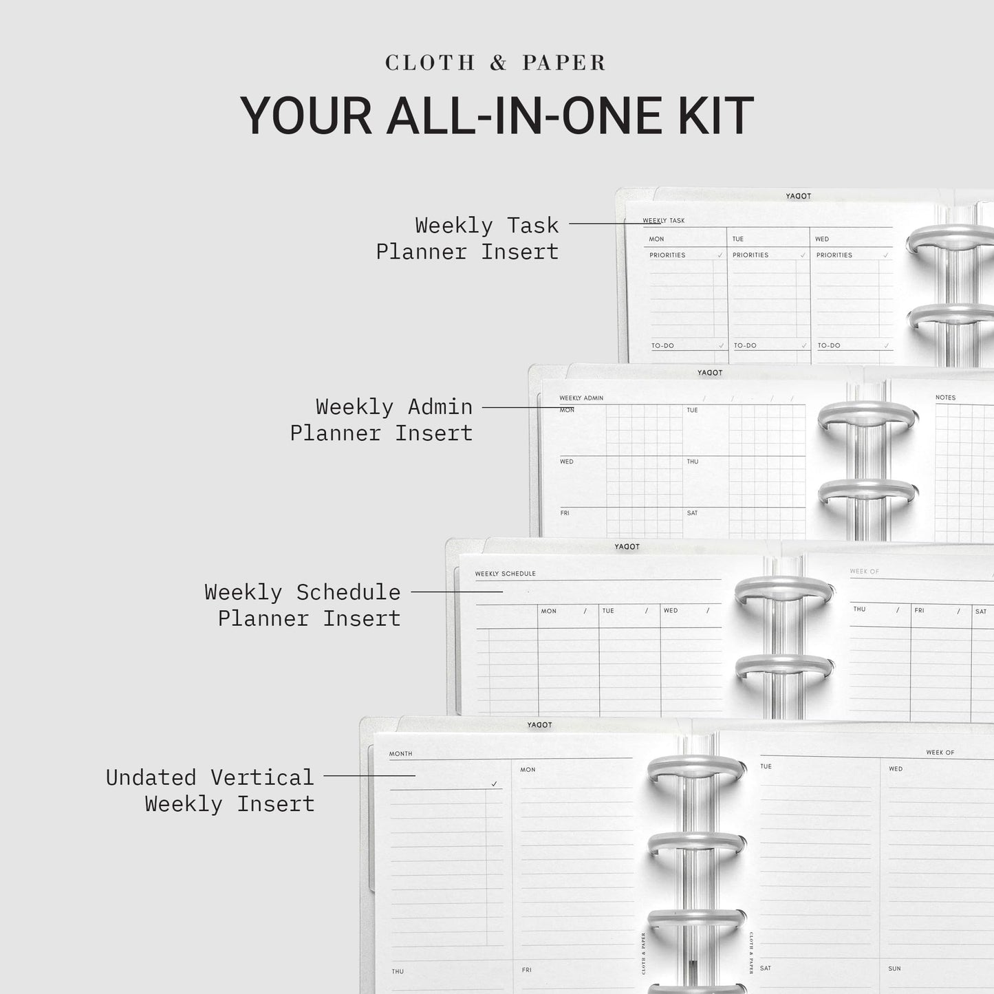 Cloth & Paper FORMA Modular Planner System – Premium Discbound Half Letter Undated Planner with Clear Discs, Covers, Dividers, Today Tab, Stickers & Inserts – Customizable Refillable Planning Organizer