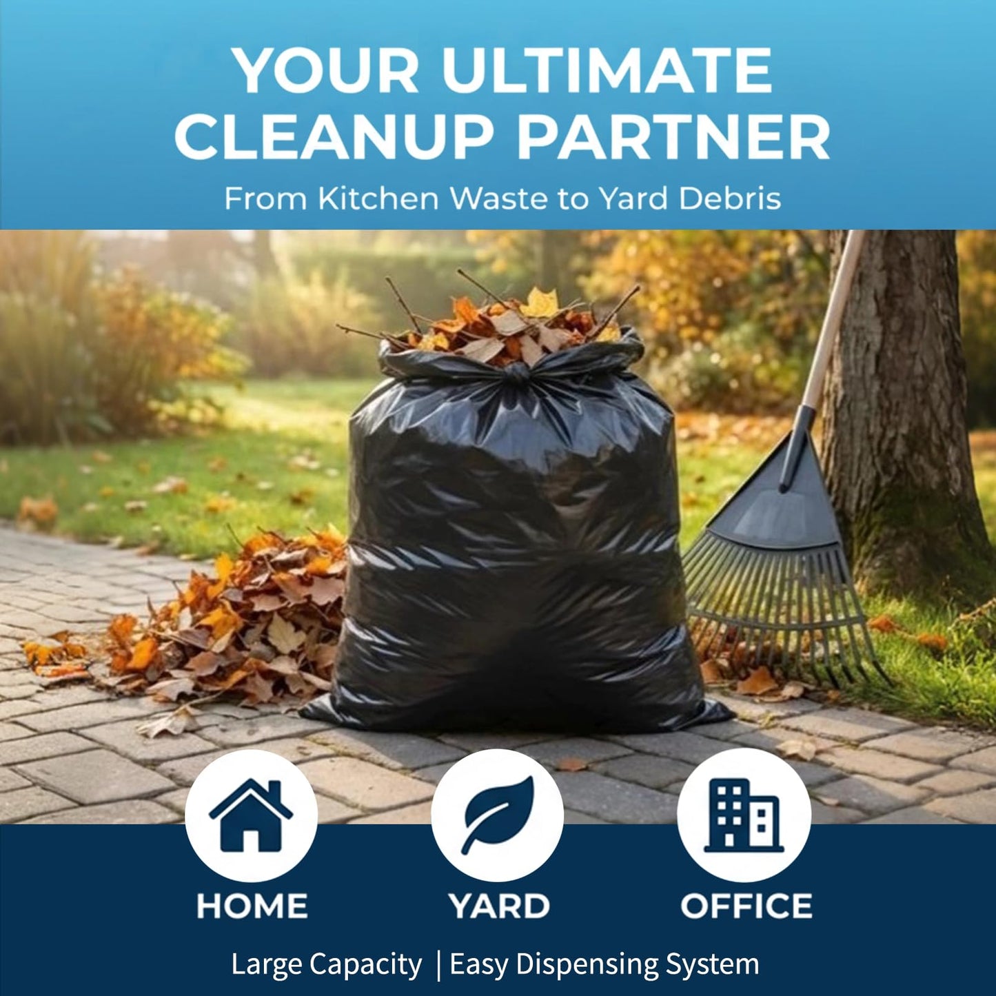T.FORING 30-35 Gallon Trash Bags Heavy Duty 1.5 Mil - 31" x 39" 100 Count Large Black Garbage Bags 30+ Gallon Strong Plastic Trash Can Liners for Home Kitchen Commercial Lawn and Leaf