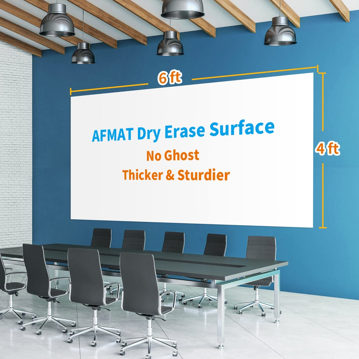 AFMAT Whiteboard Wallpaper, 6x4ft Dry Erase Contact Paper, Large Peel and Stick White Board Contact Paper, Stain-Proof & Super Sticky, No Ghost After 60 Days, Dry Erase Whiteboard Sticker for Wall