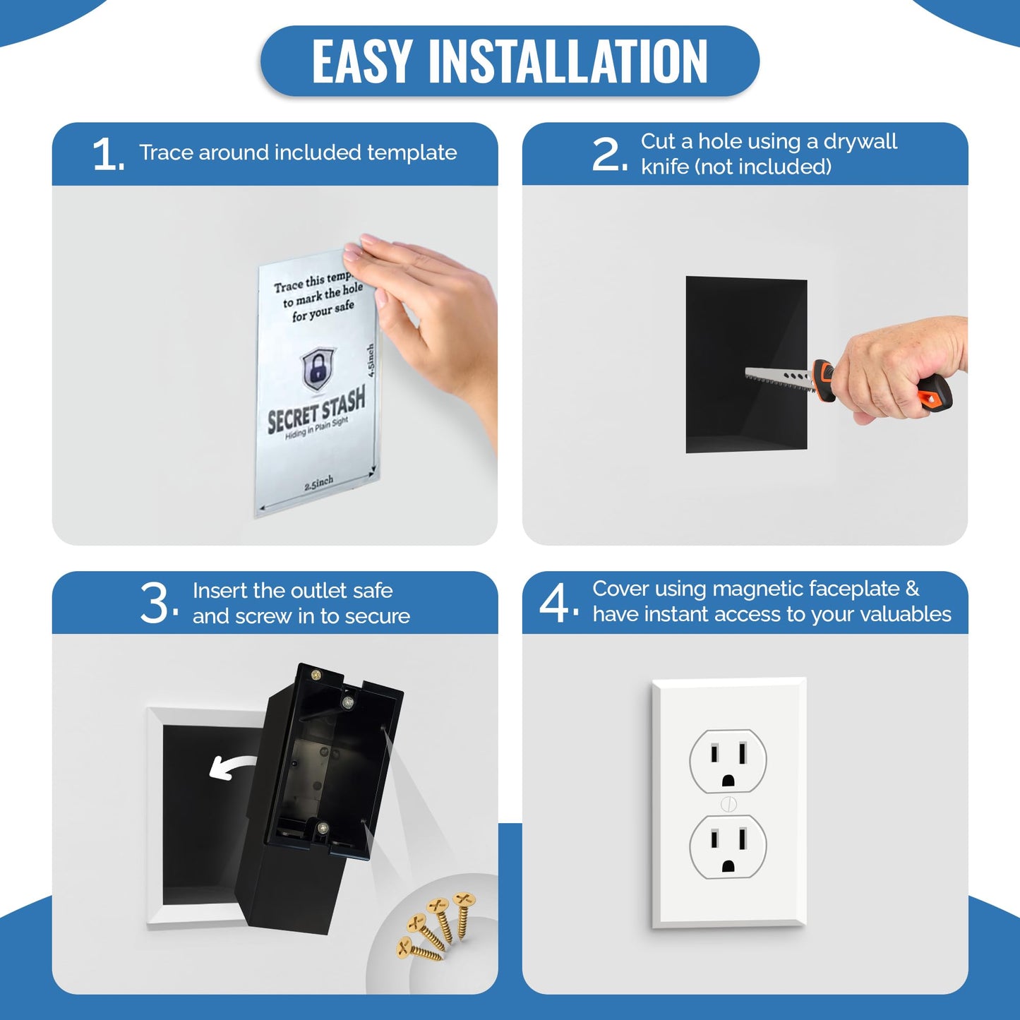 Wall Outlet Safe and Electrical Outlet Hidden Wall Safe, Hide in Plain Sight Key Money Jewelry Storage Cash Holder Safe Box (2)