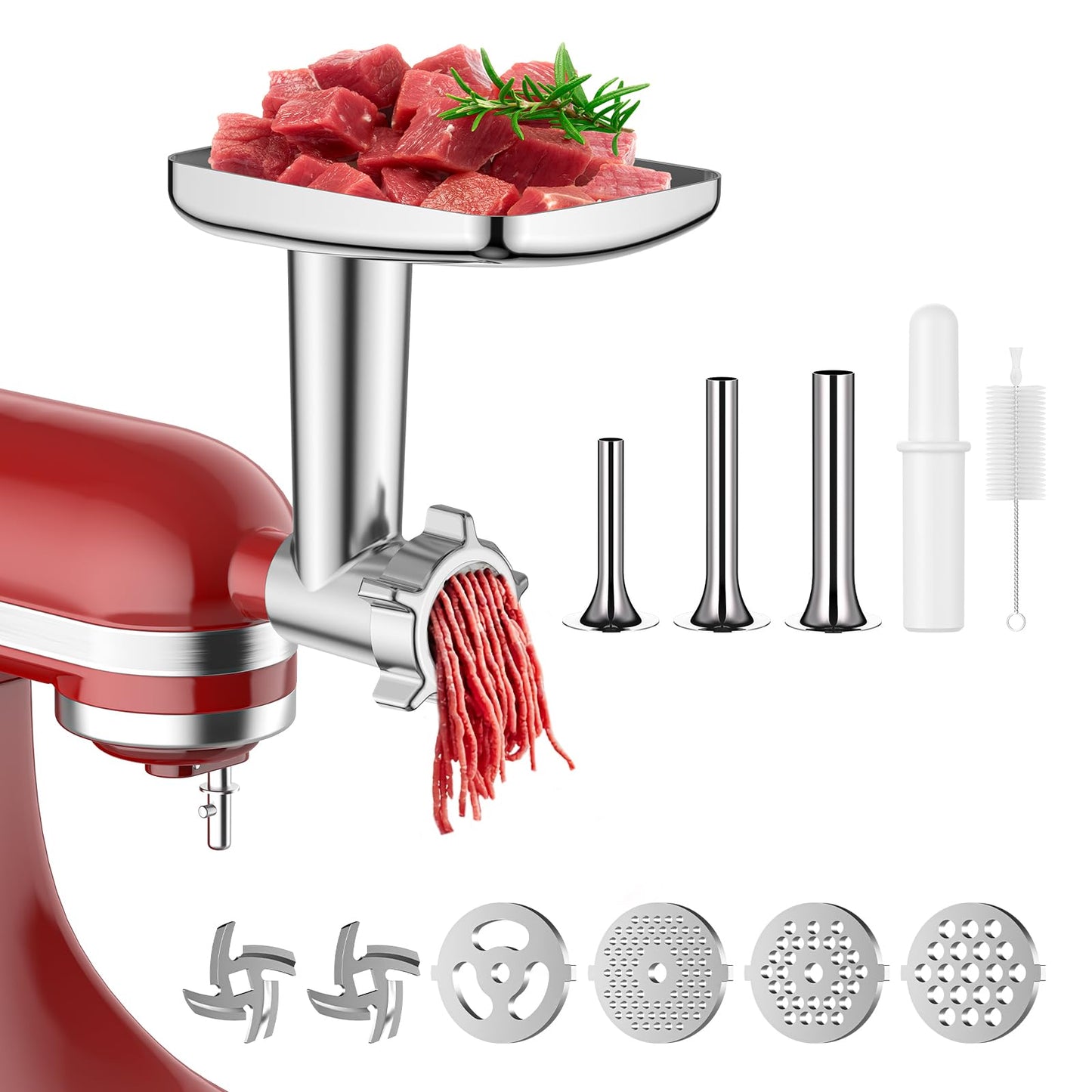 Meat Grinder Attachment for Kitchenaid Stand Mixer, Meat Grinder for KitchenAid, including 3 Sausage Stuffer Accessory, for Kitchen Aid Stand Mixer Easy to Use and Clean