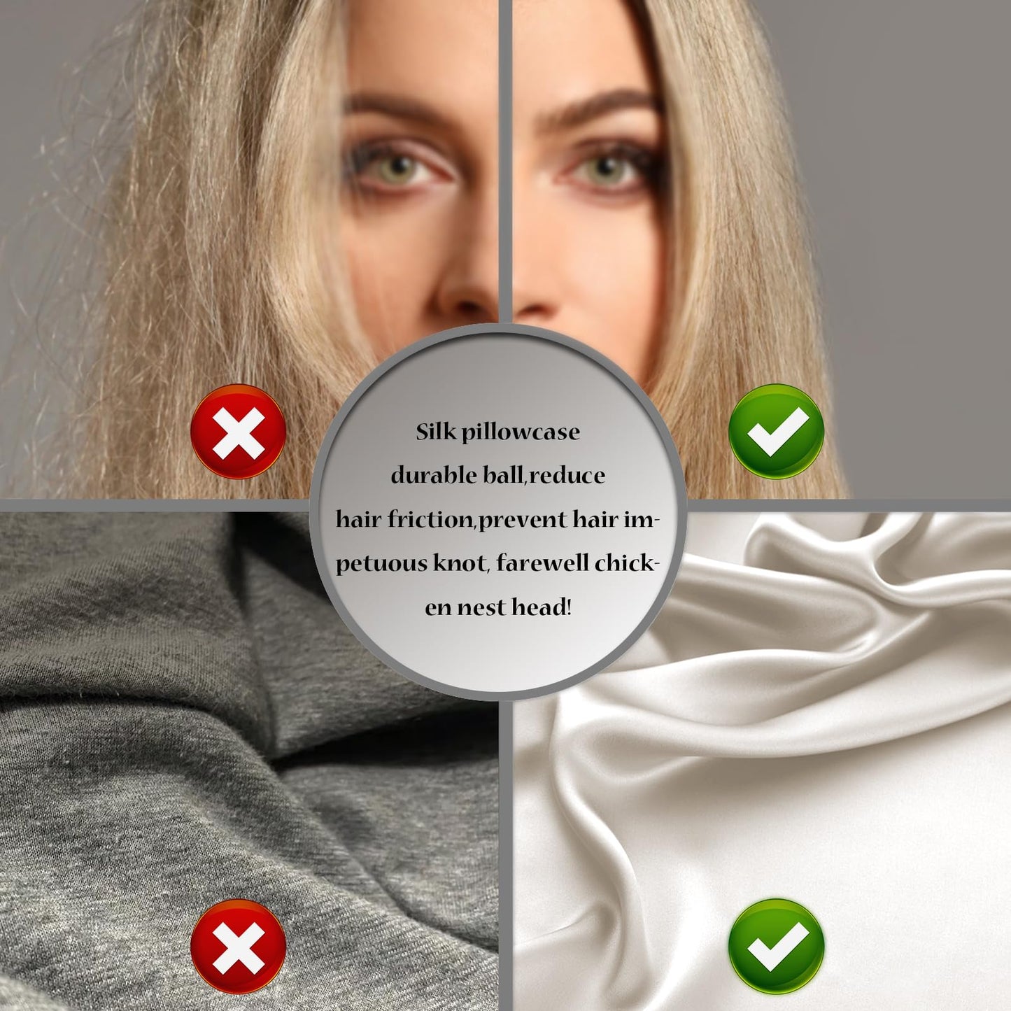 Silk Pillow Cases 2 Pack Soft Breathable and Sliky King Size Pillow Cases Set of 2,Natural Mulberry Silk Pillowcase Set of 2 for Hair and Skin with Hidden Zipper (Beige,20"X 36",2pcs)
