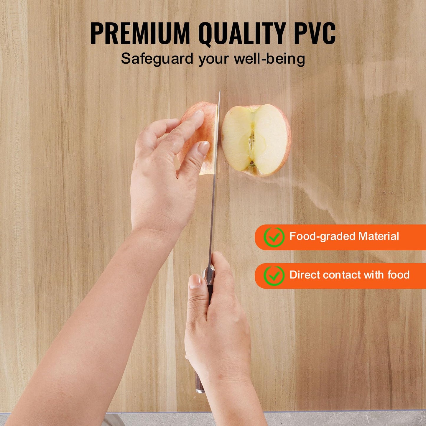 VEVOR Plastic Table Cover, 42 x 72 Inch 2.0 mm Thick Clear Rectangle PVC Desk Mat Protector, Waterproof & Easy Cleaning Desk Pad Tablecloth, for Office, Dresser, Dining Room, Night Stand