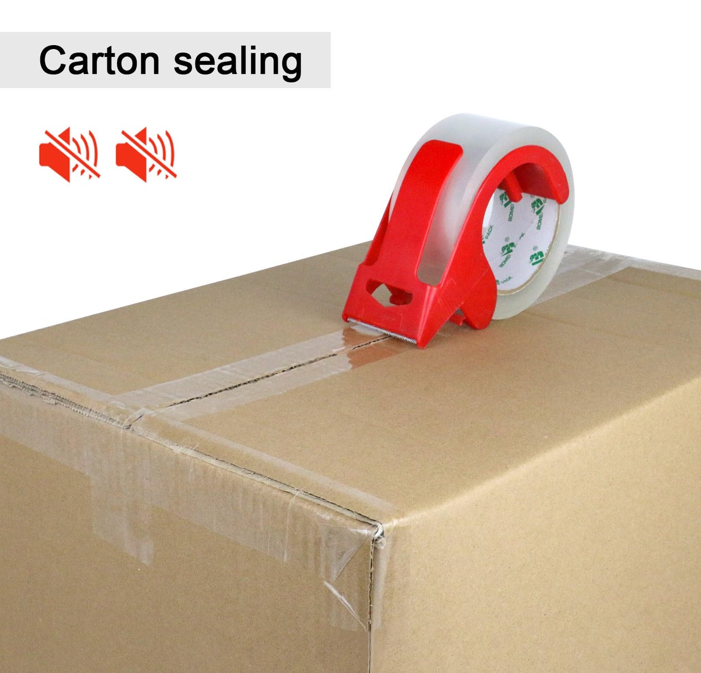 BOMEI PACK Clear Silent Packing Tape 18 Rolls, NO Noise Quiet Tape Refill Rolls for Shipping, Moving and Packaging, 2.4Mil 1.88Inch 55Yards