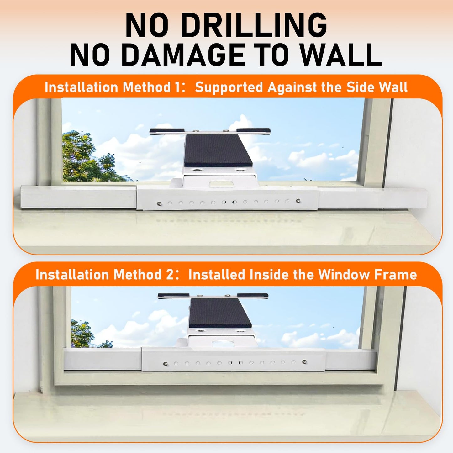 CAT SO RICH No Drill Window AC Bracket, Single Arm Support for Small Windows, Holds Up to 165 lbs, Adjustable Indoor Installation for Window Air Conditioners