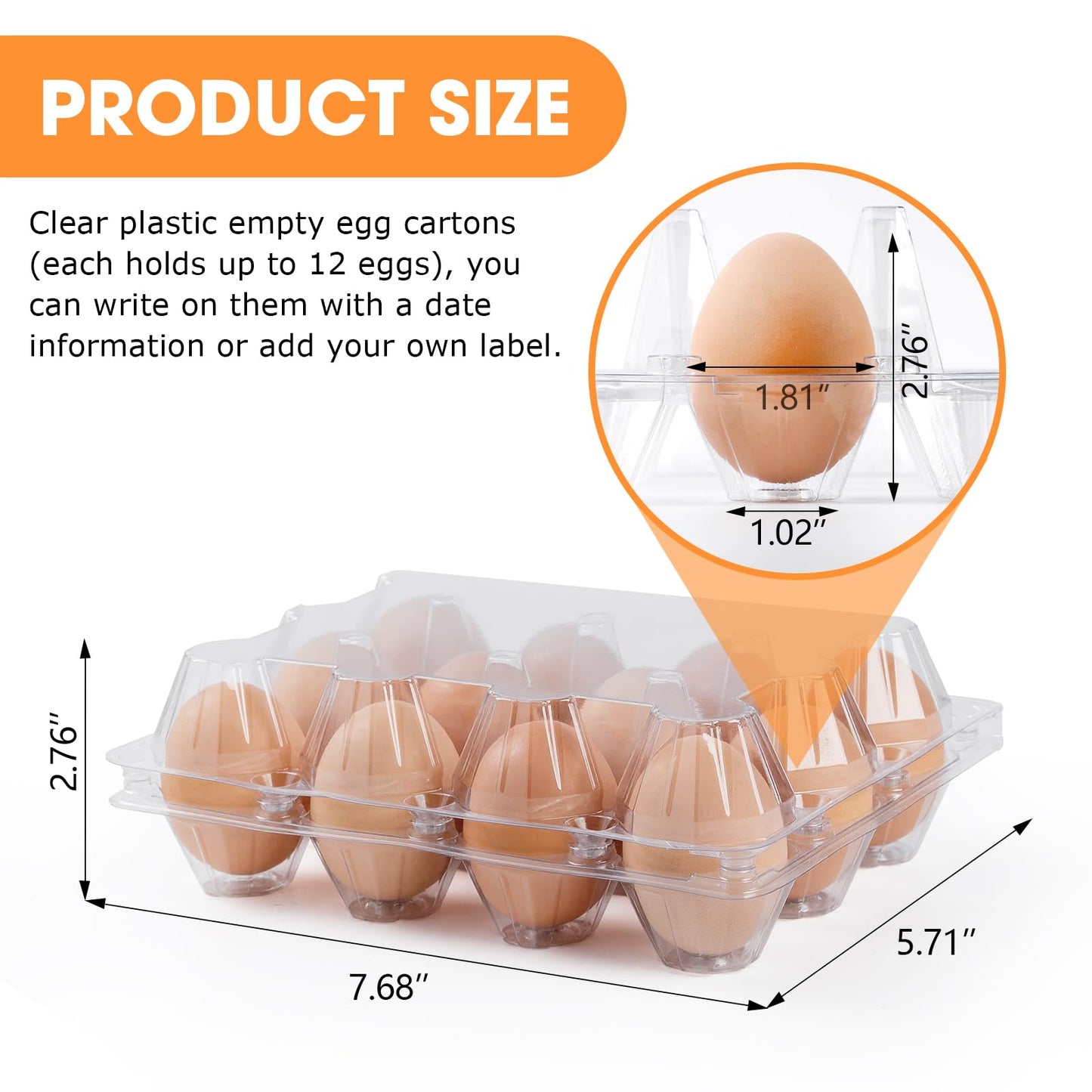 160 Pack Egg Cartons Cheap Bulk 12 Count Clear Empty Egg Cartons for Chicken Eggs 3x4 Grids, Reusable Egg Holder Egg Trays for Family, Chicken Farm, Markets Display - Egg Containers for Fresh Eggs