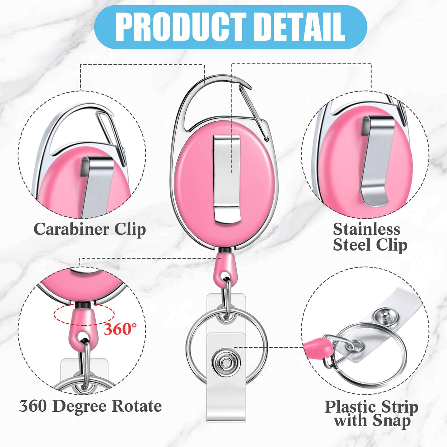 Yaomiao 60 Pack Retractable Badge Holder Reel with Clips Heavy Duty ID Card Holder Reels Bulk with Key Ring for Office Worker Doctor Nurse Employee School Students (Colorful)