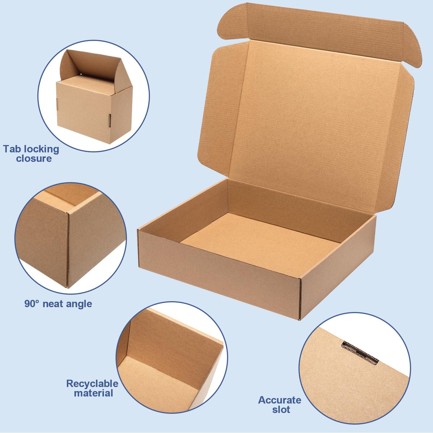 Wowxyz Shipping Boxes 17x11x2" 20 Pack - Brown Corrugated Cardboard Mailing Box for Small Business, Kraft Medium Literature Mailer Packaging Supplies