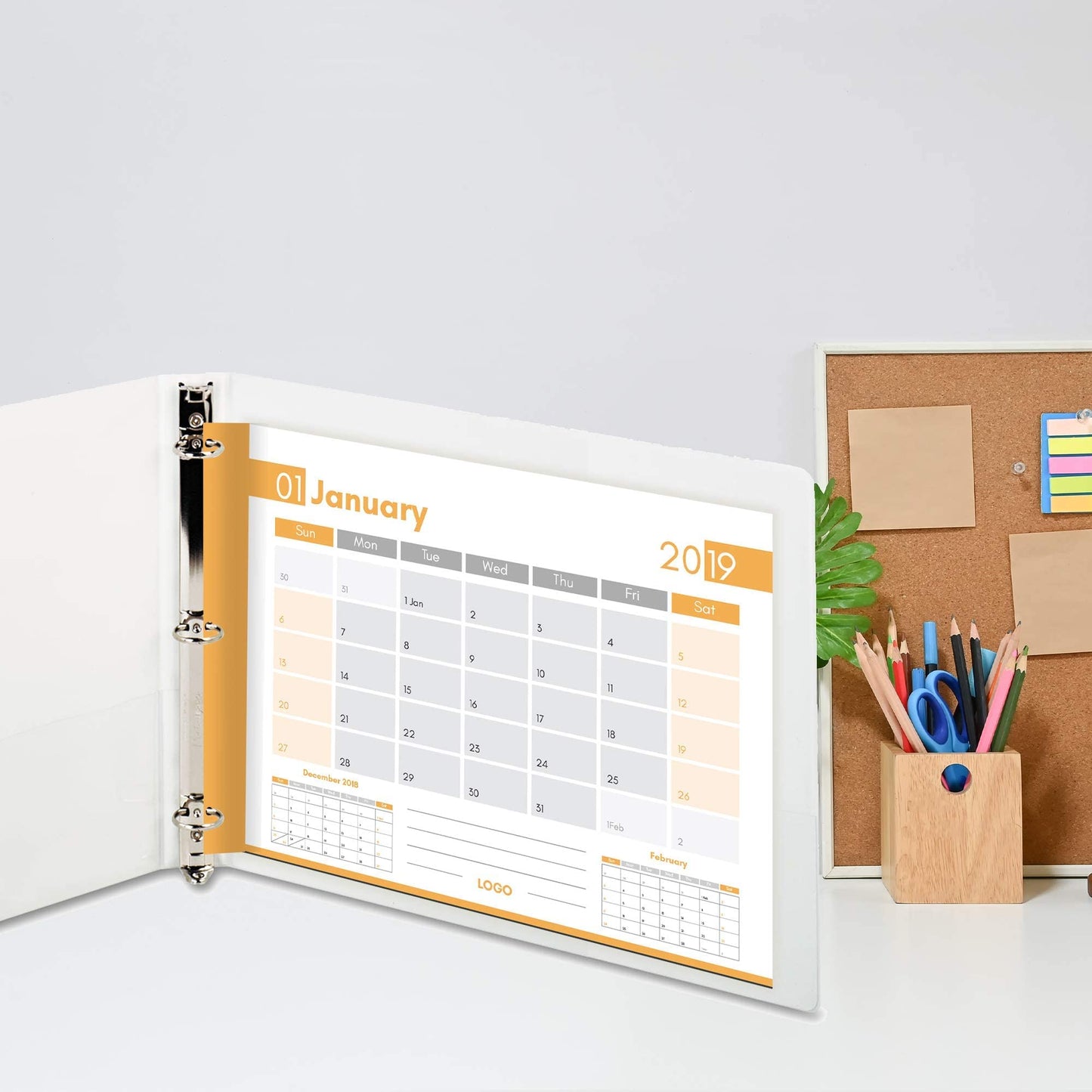 4 Pack of 8.5" X 11" Landscape View Binder, 3-Ring 1-Inch Capacity Round Ring, White Horizontal Formatted with Clear Cover Pockets, Perfect for Documents, Spreadsheets, Projects and More