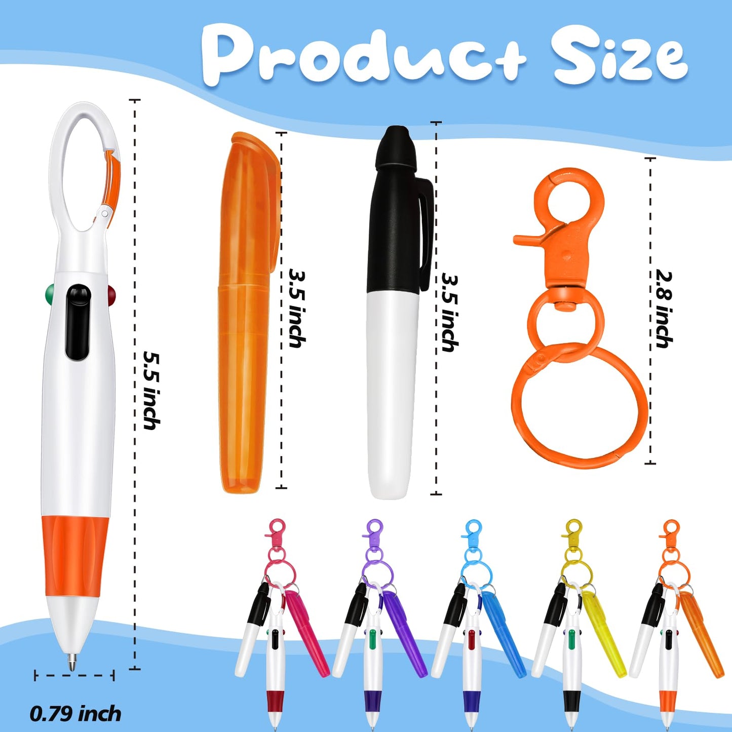 Dcocdeely 50 Sets Nurse Pen Set for Badge, Include Retractable Shuttle Pens, Marker Pen, Mini Tip Highlighter, Keychain Clips Already Assembled Nurse Pen Pack Set Gift for Nurse (50)
