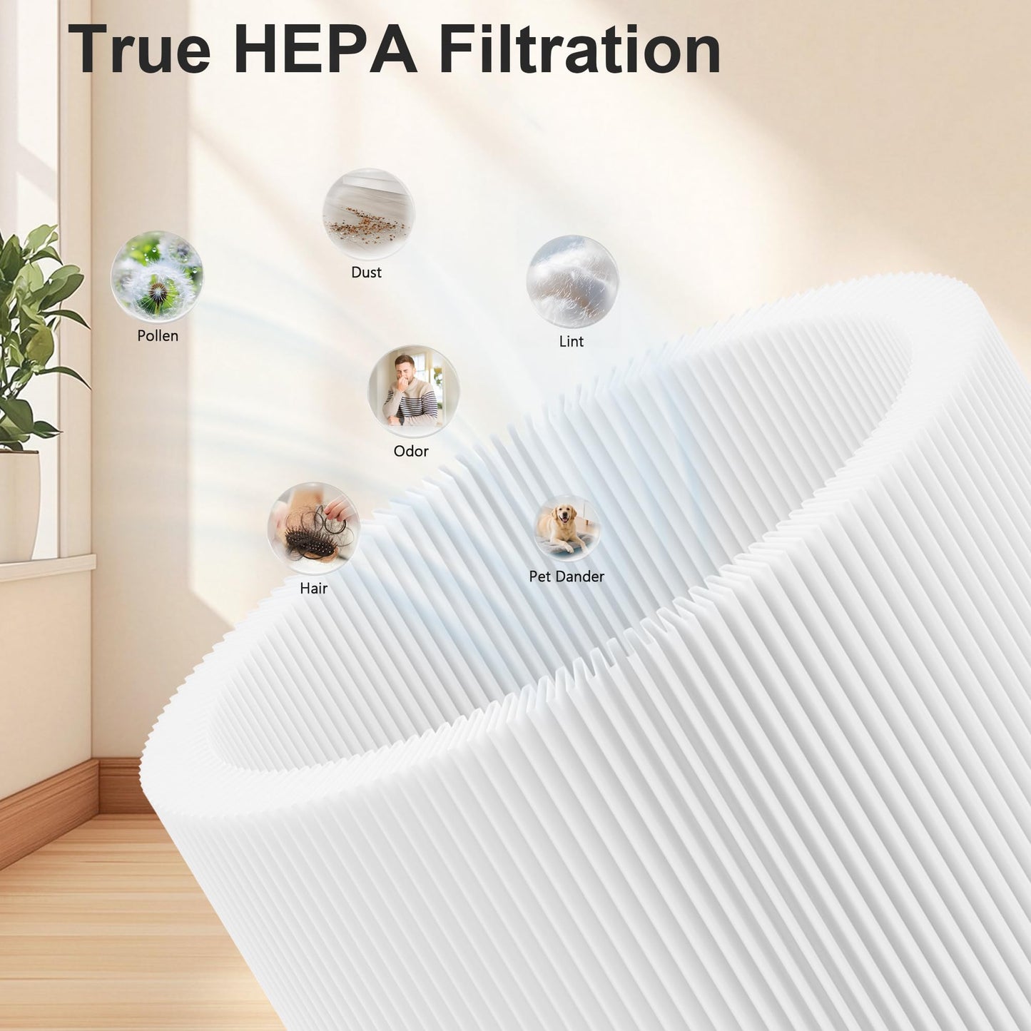 DH-JHD07 Air Filter Replacement, Compatible with VOOPNU DH-JHD07 Air Purifier, 4-in-1 True HEPA with Activated Carbon, Standard Version (Blue), 4 Pack