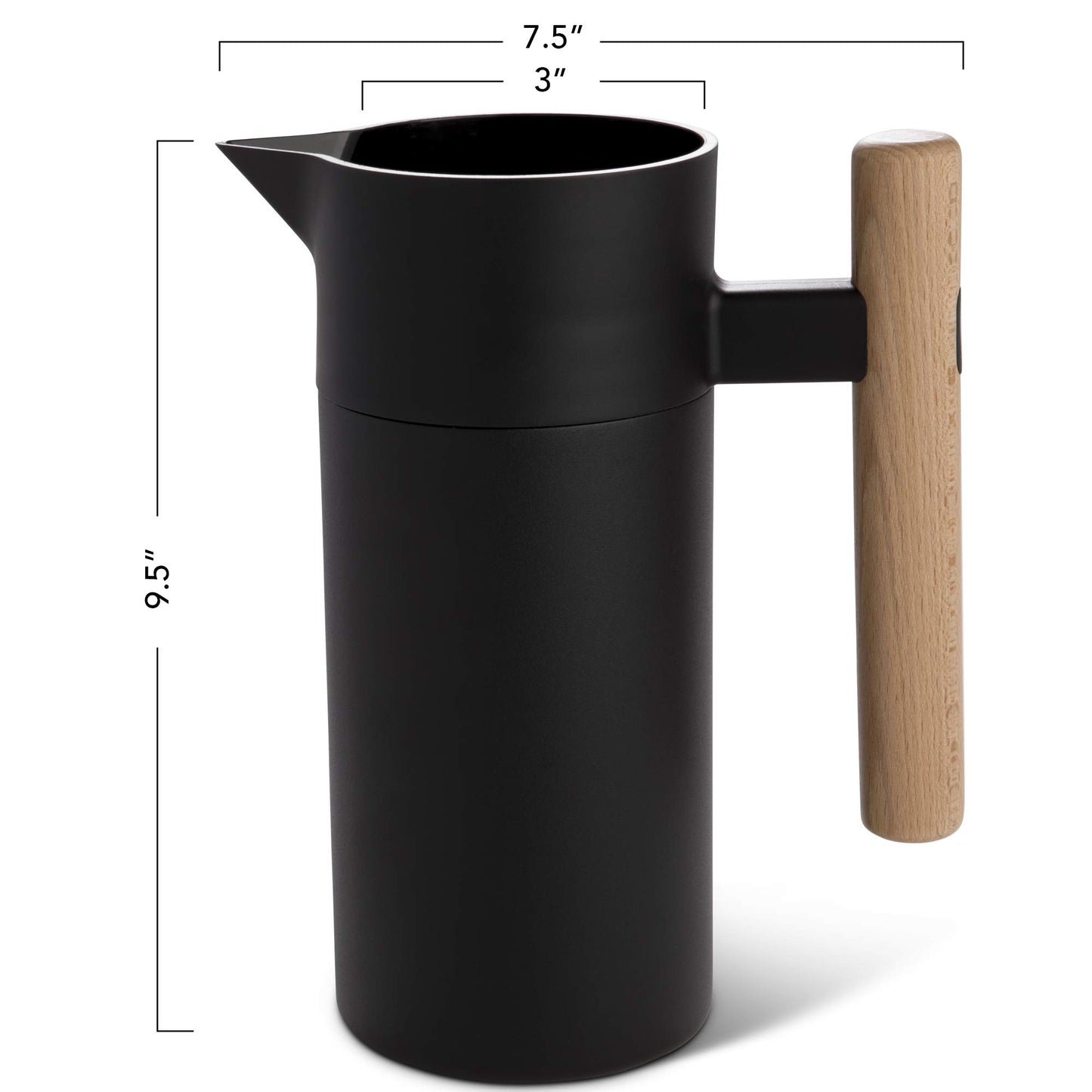 Hastings Collective Thermal Coffee Carafe 40 Oz - Stainless Steel Double Walled Vacuum Insulated Carafe - 1 Liter Thermal Coffee Pot Thermos, Travel Size Beverage Dispenser with Tea Infuser (Black)