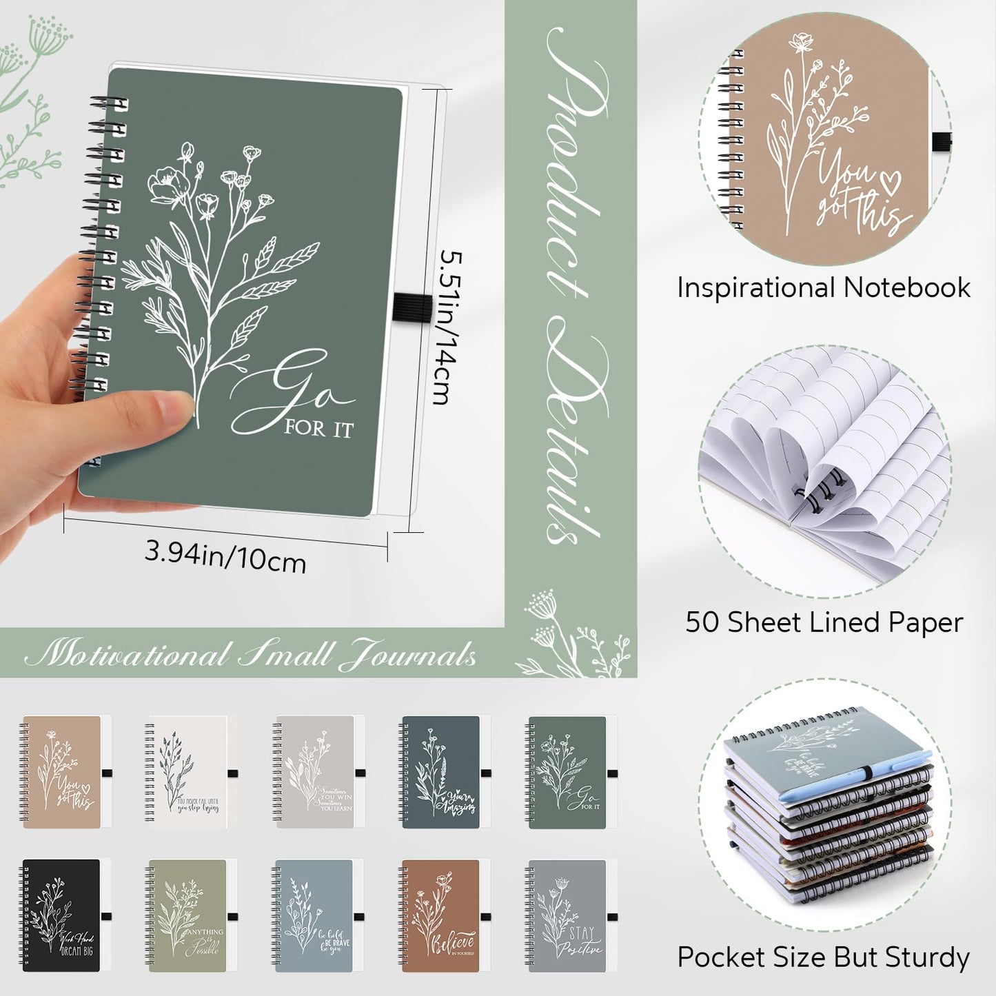 Tenceur 20 Set End of School Year Teacher Gift Inspirational Notebook Motivational Pen Bulk Small Pocket Journals Mini Notepad Employee Appreciation Gift for Coworker Office Staff Team (Classic Color)