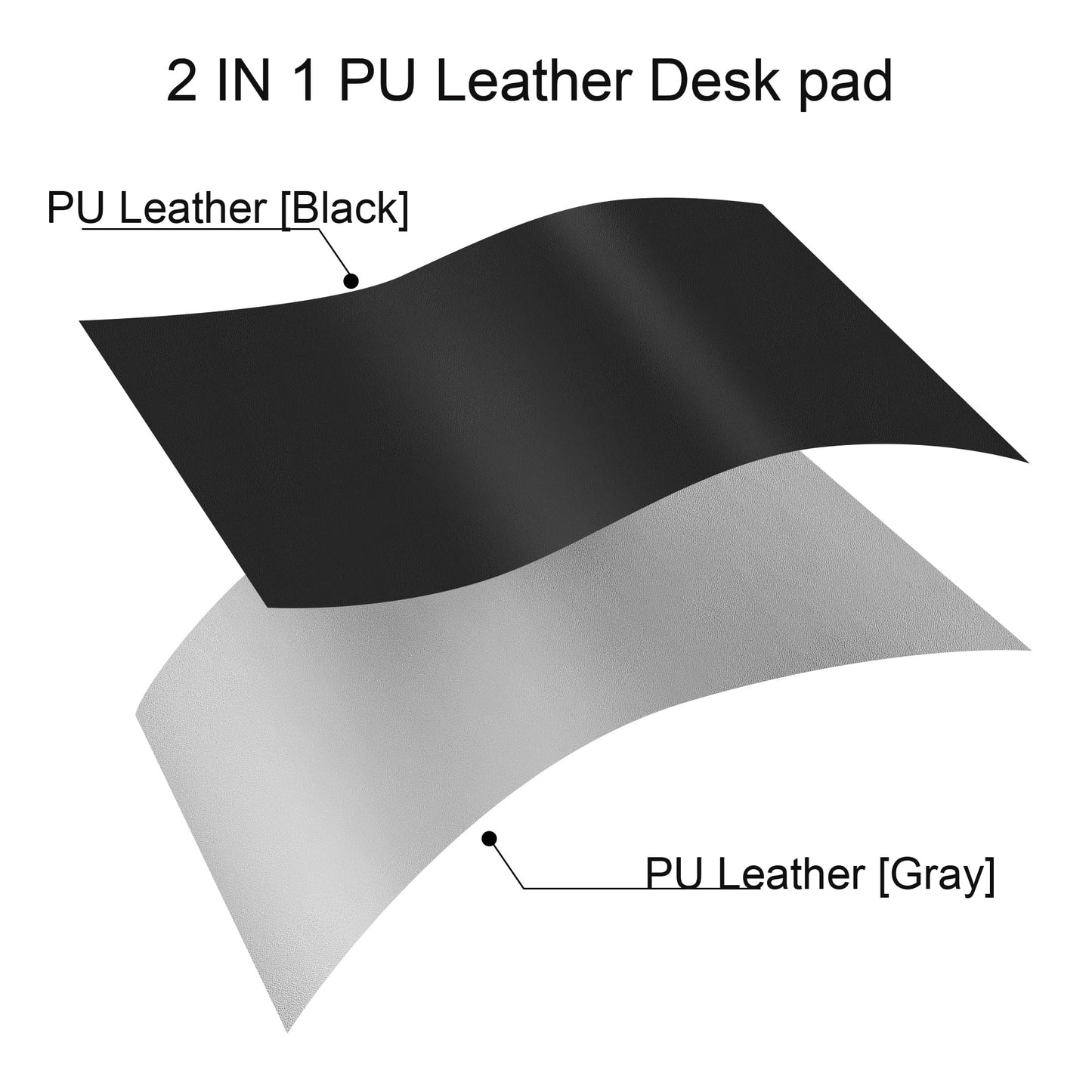 Chihein 47" x 20" 3XL PU Leather Desk Mat (Black/Gray), Dual Sided Desk Pad, Waterproof Computer Desk Bottle for Gaming, Office, Home