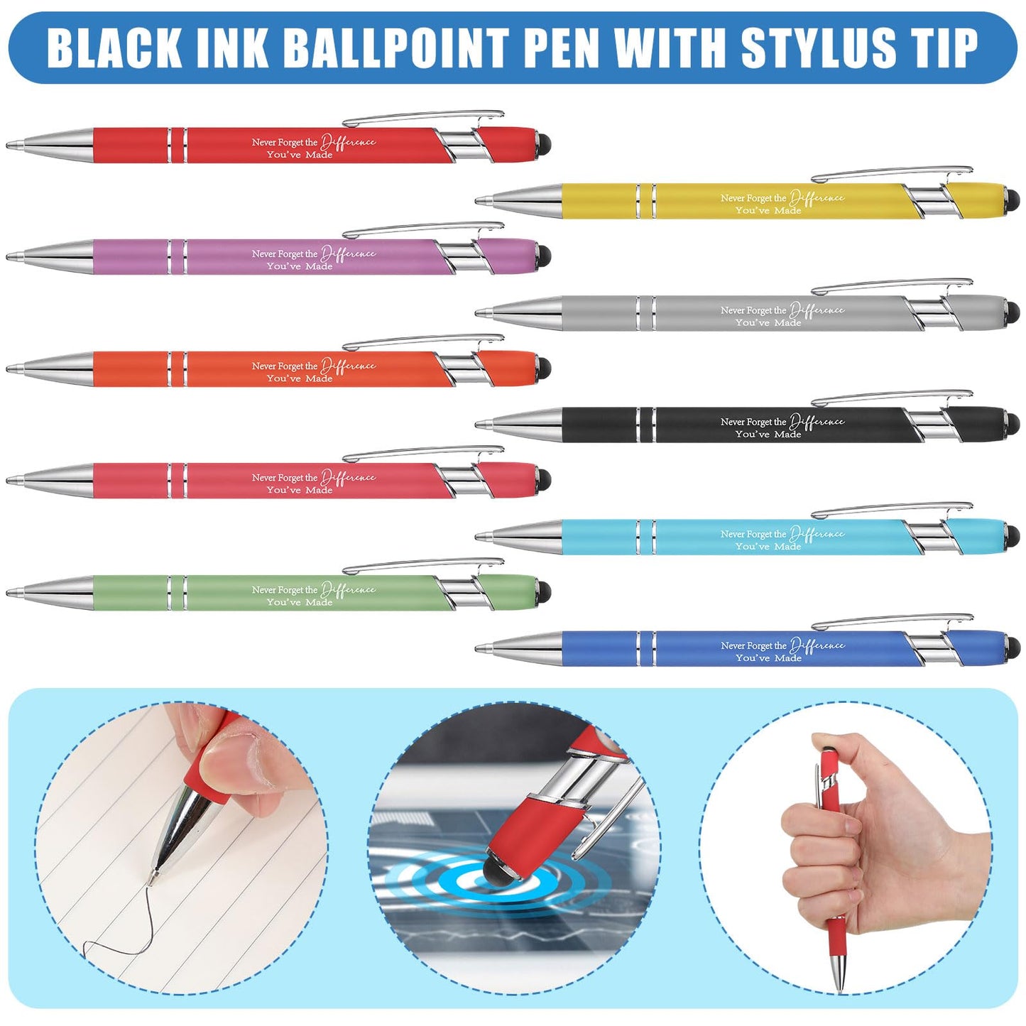 Skyygemm 20 Sets Difference Maker Gifts Bulk Employee Appreciation Gifts Spiral Notebook Journal with Sticky Notepad Index Tabs Thank You Gifts with Ballpoint Pens for Coworker Teacher (Multicolor)