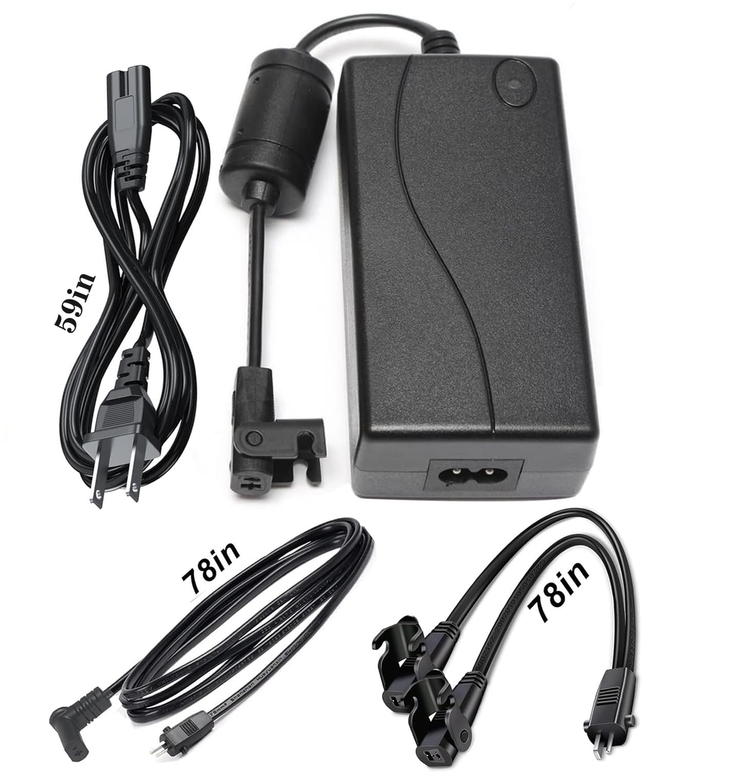 Universal Dual Motor Power Supply Transformer with AC Power Cord, L Shape DC Extension Cable and Y Splitter Cord,29V 2A Recliner Power Supply Kit-4-Piece for Recliner, Lift Chairs and Sofa