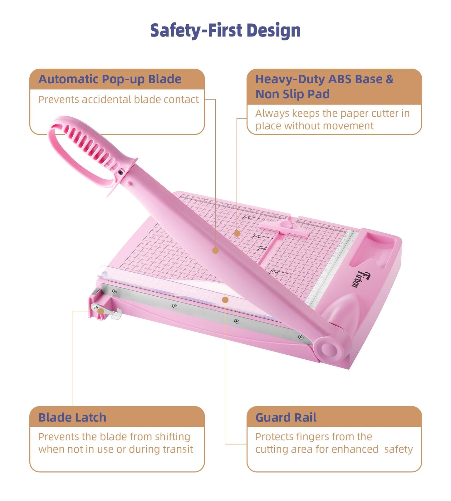 Firbon 12" Guillotine Paper Cutter, Heavy Duty 30-Sheet Capacity Trimmer for Cardstock, Photos, Scrapbooking, Office, Classroom, Studio (Pink)