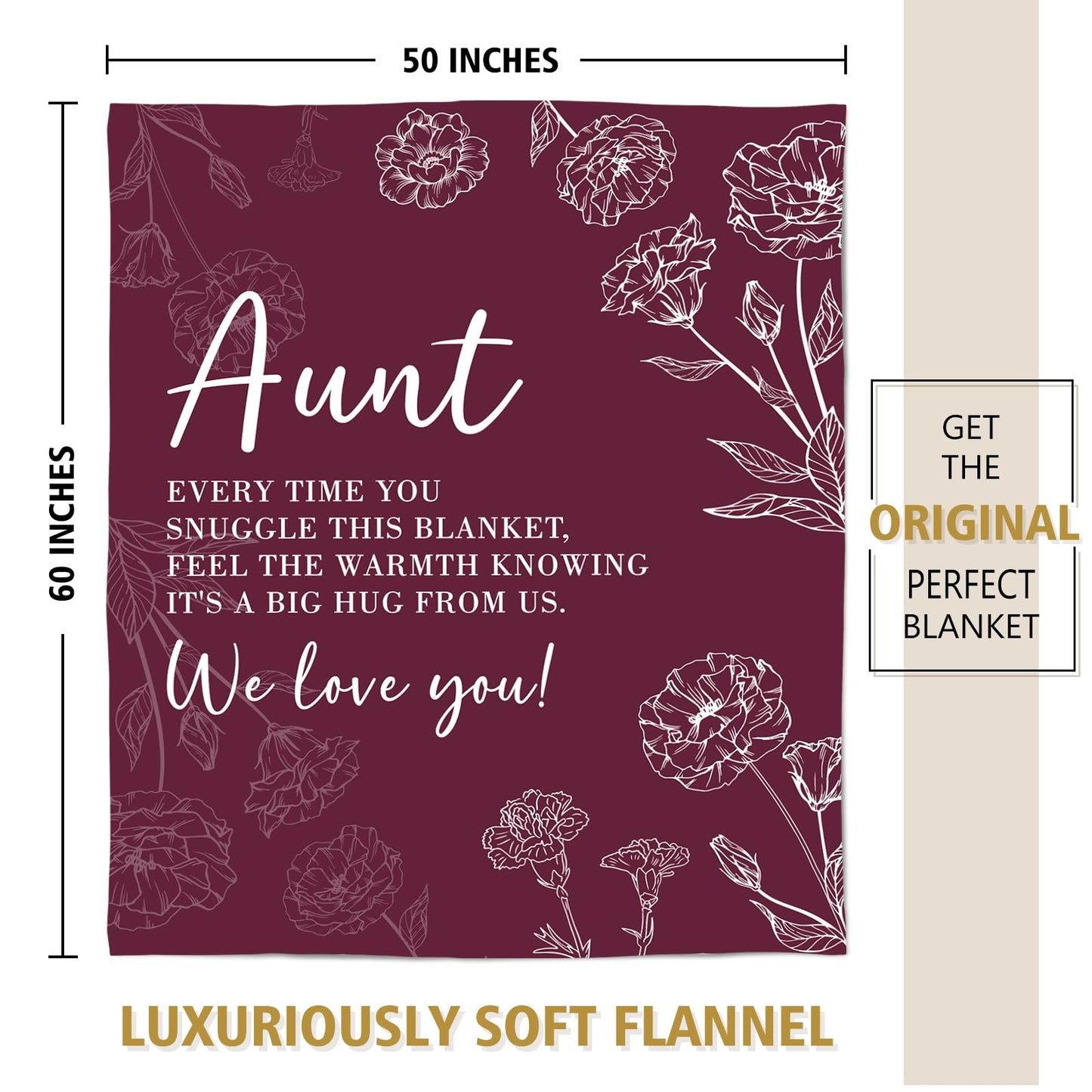 GiltGlimmer Aunt Gifts, Aunt Birthday Gifts, Auntie Gift Ideas, Gifts for Aunts from Niece Nephew, to My Aunts Throw Blanket 50" x 60", Burgundy