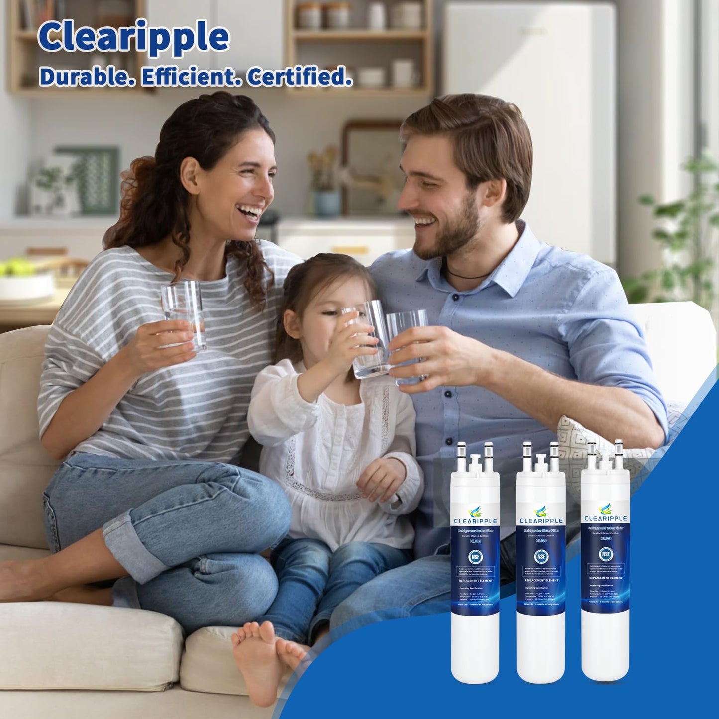 Clearipple Compatible with Kenmore 9999, 469999, 46-9999, A0094E28261 Water and Ice, NSF Certified Refrigerator Water Filter, 4 Pack