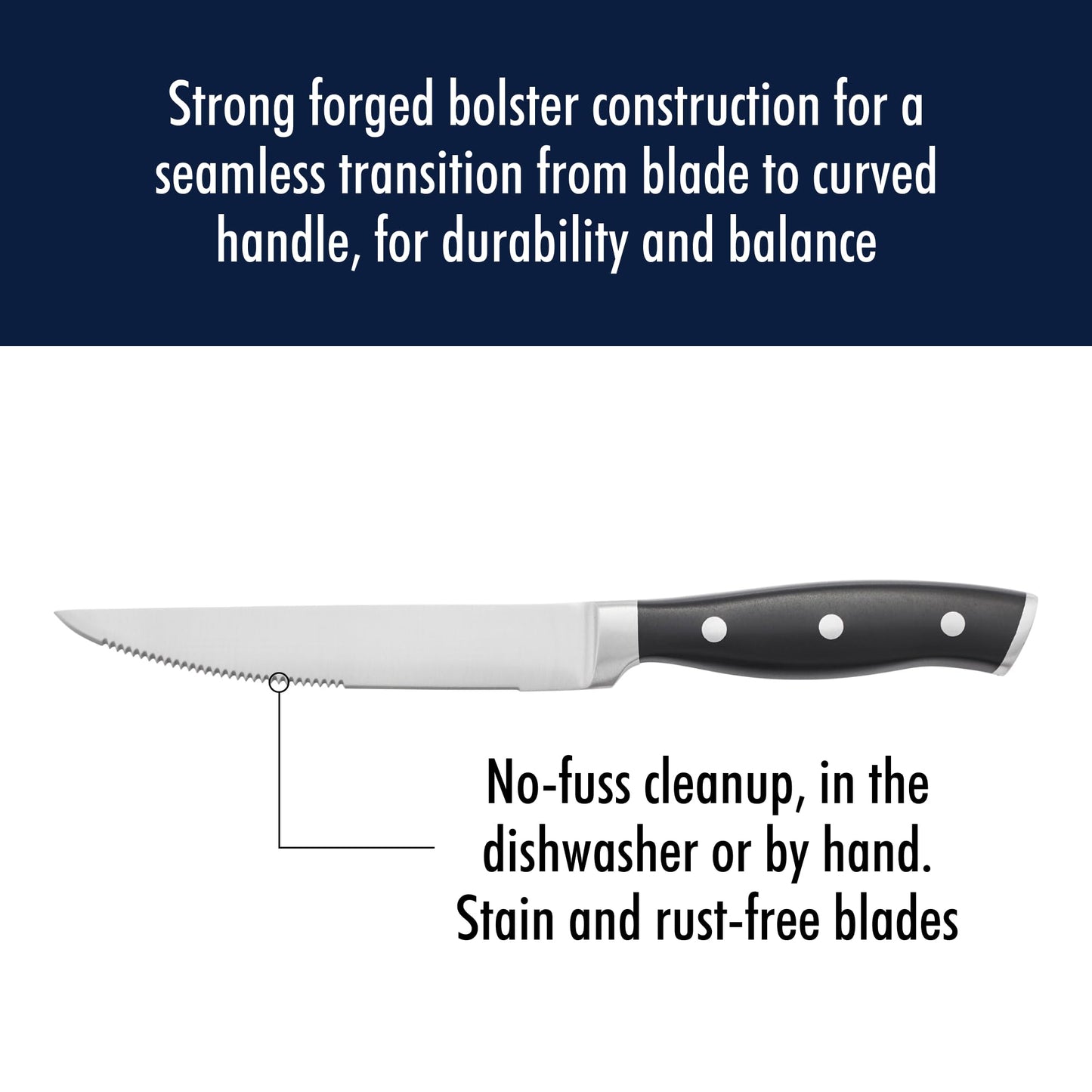 HENCKELS Forged Accent Razor-Sharp Steak Knife Set of 4, Black, German Engineered Knife Informed by over 100 Years of Mastery