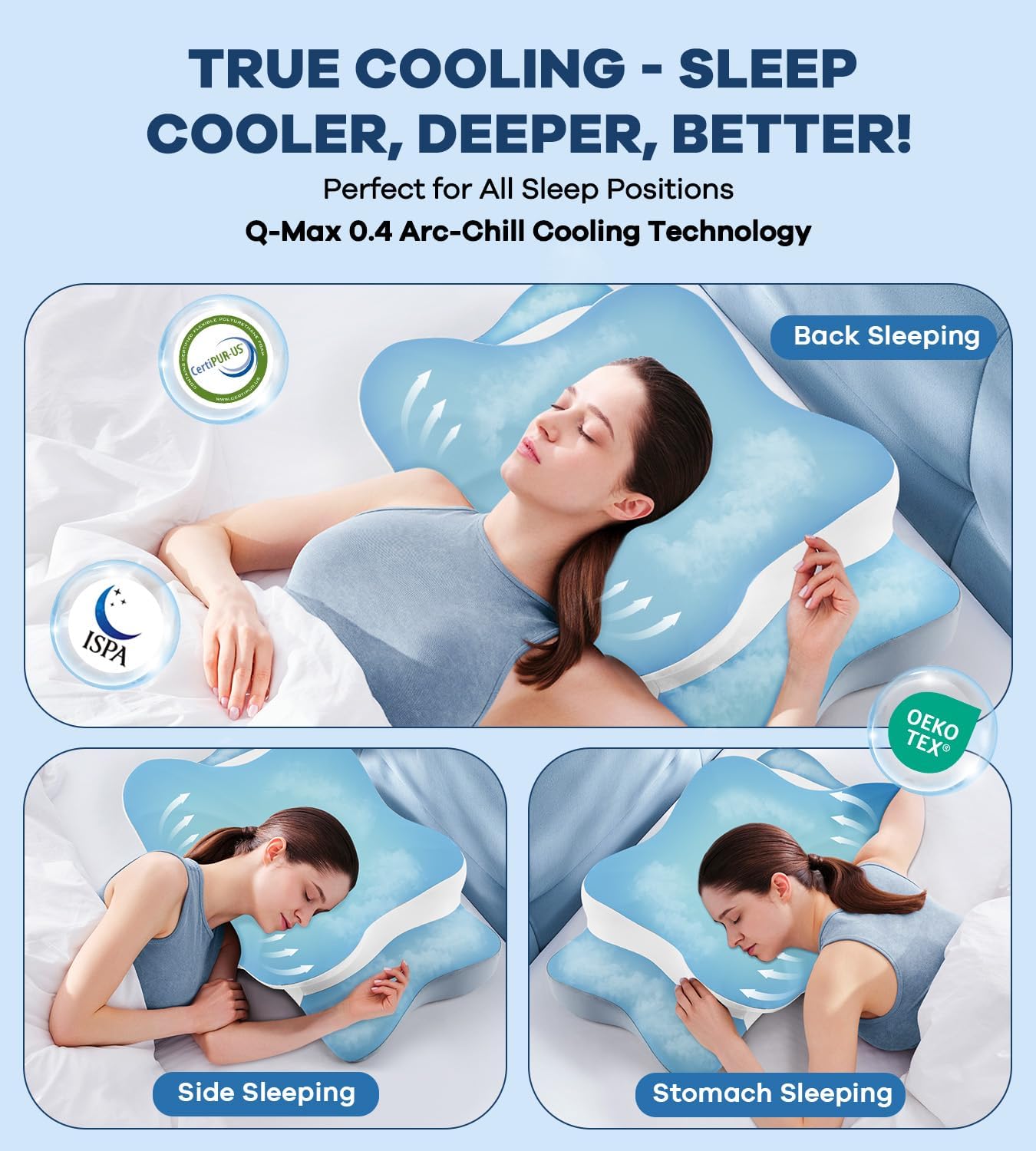 DONAMA Cervical Pillow for Neck and Shoulder Pain Relief, Cooling Contour Memory Foam Pillow, Dual-Height Ergonomic Neck Support Pillow for Side Back Stomach Sleepers with Removable Pillowcase