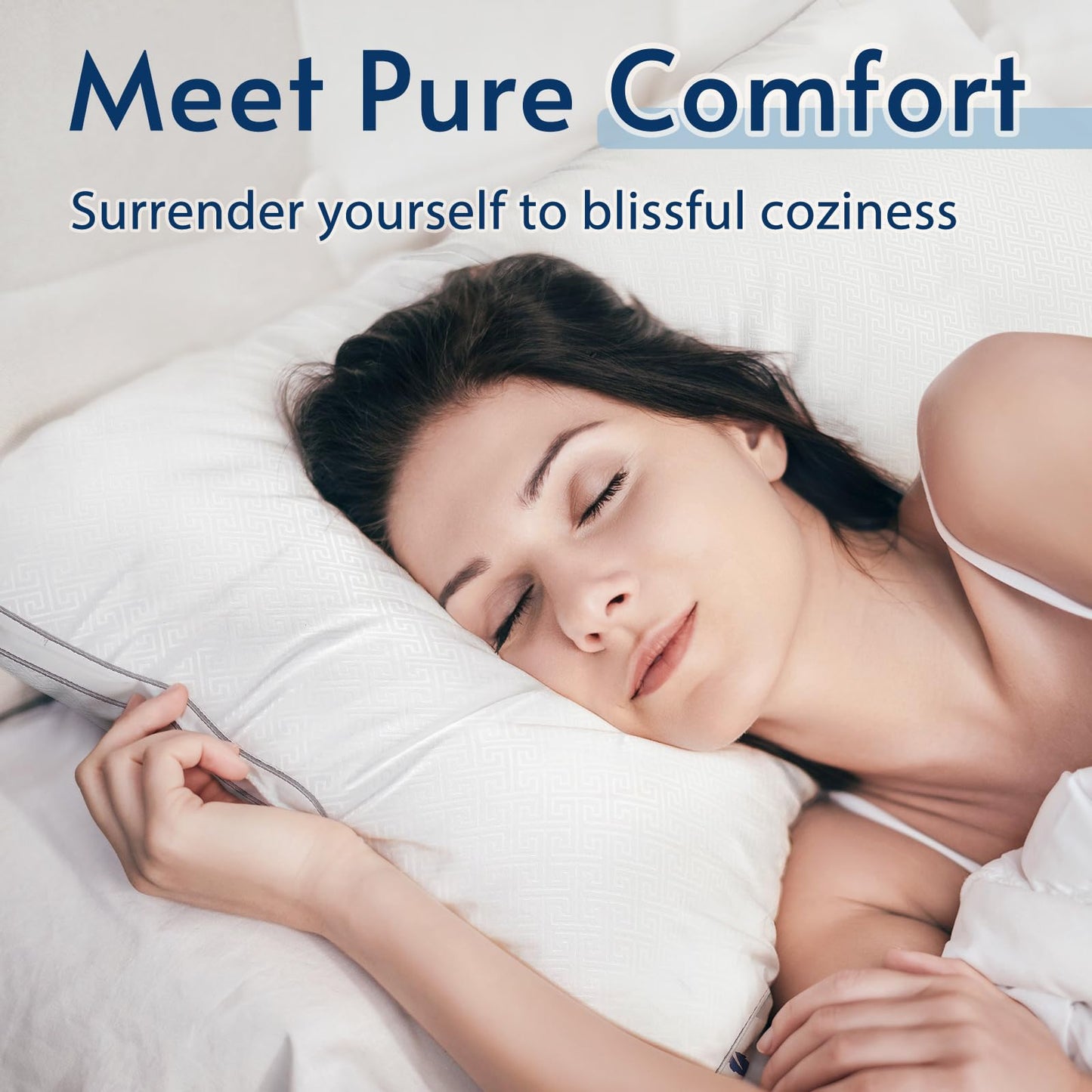 viewstar Bed Pillows King Size Set of 2, Firm Support Down Alternative Gusseted Pillows for Side, Back, or Stomach Sleepers, White