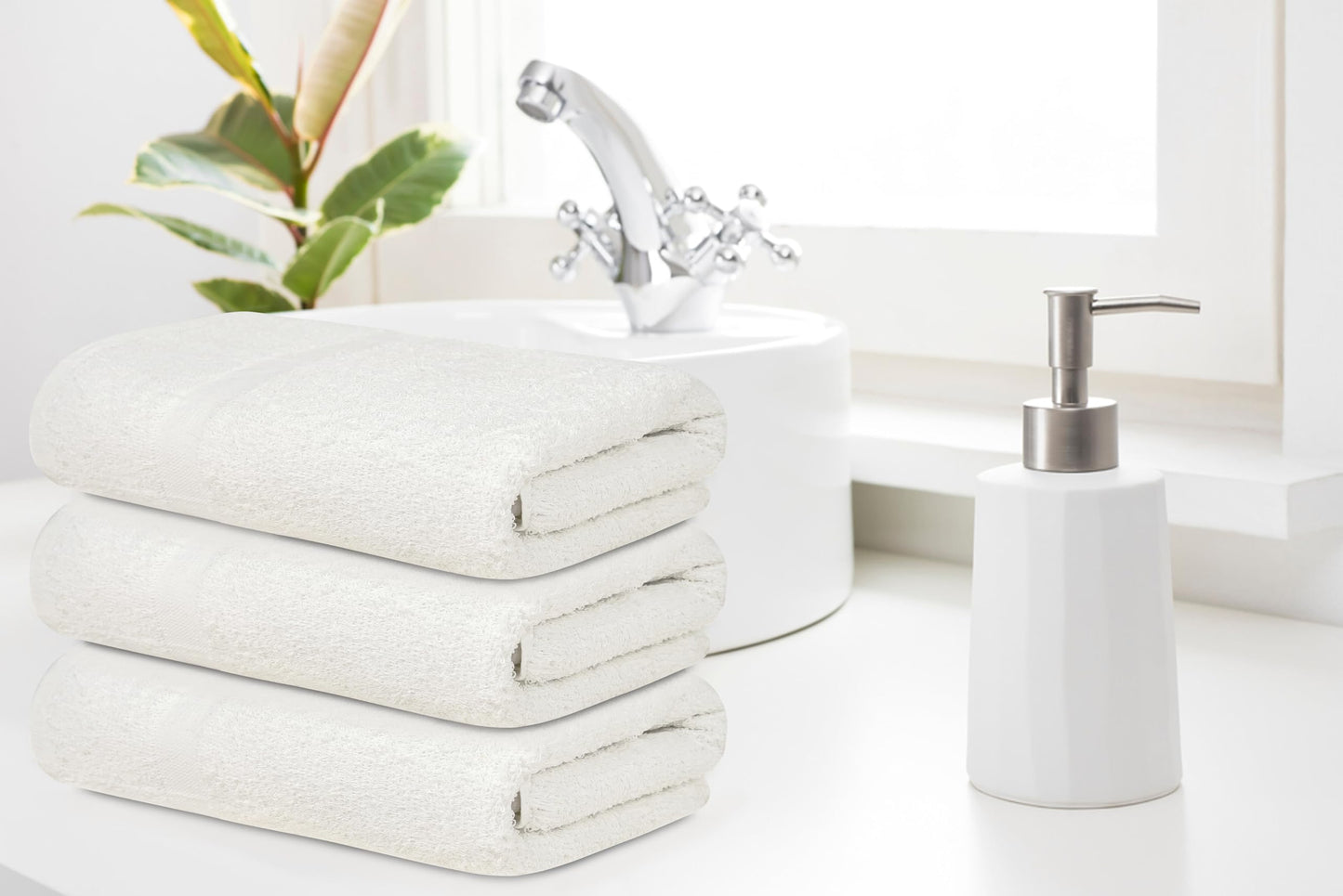 ZUPERIA White Bath Towels Bulk 12 Pack (24 x 48 Inches) - 100% Cotton Economy Light Weight Towels for Commercial Use - Quick Dry, Ultra-Soft, and Absorbent Bulk Towels