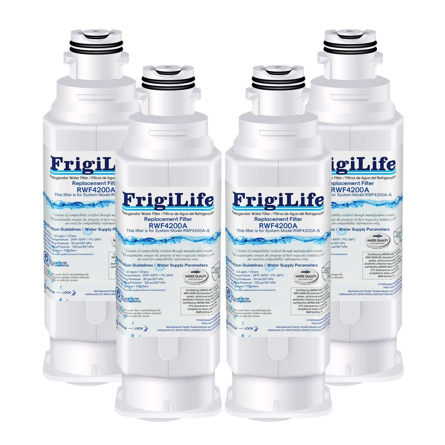 FrigiLife DA97-17376B Refrigerator Water Filter Replacement for Samsung HAF-QIN, HAF-QIN/EXP, DA97-08006C, RF23M8070SG, RF23M8070SR, RF23M8090SG, RF23M8090SR, (4PACK)
