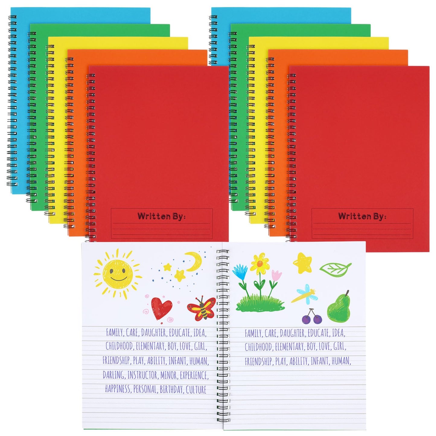 Henoyso 20 Pack Primary Composition Notebook for Kids – 50 Sheets, Spiral Bound, Handwriting & Drawing Journal, Ideal for K-2 Students, Back to School Supplies, Bright Covers